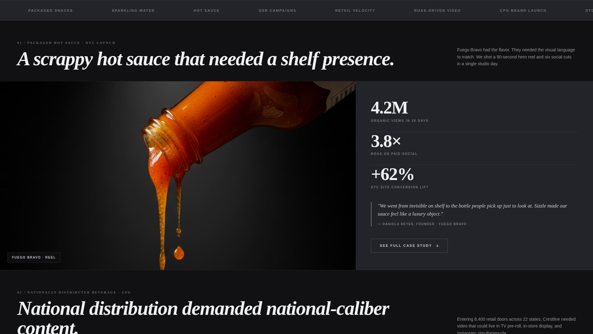 Sizzle - Scrollstopping Beverage Landing Page Template