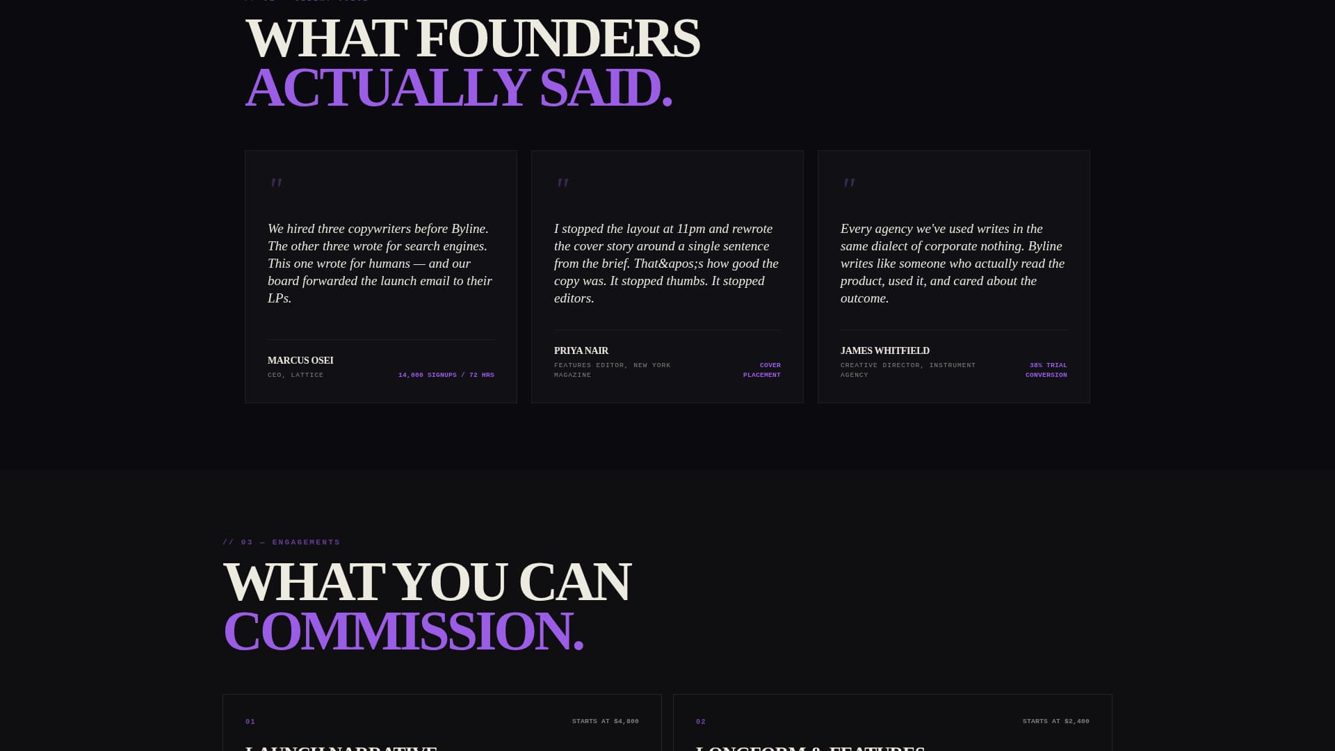 Byline - Bold Freelance Writer Landing Page Template