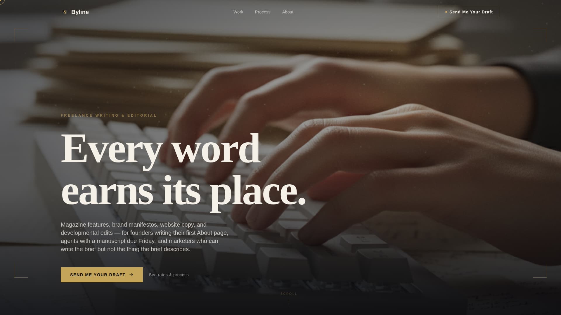 Byline - Compelling Freelancewriter Landing Page Template