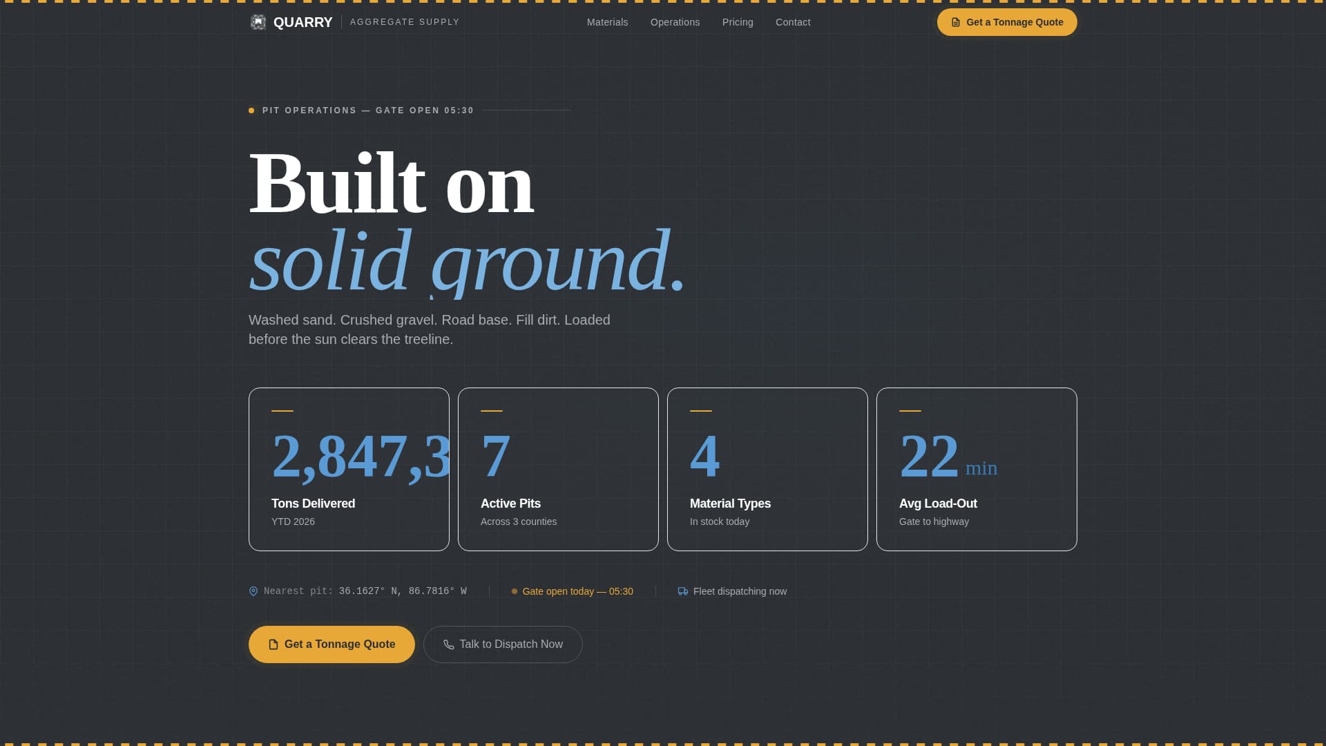 Quarry - Proven Aggregate Landing Page Template