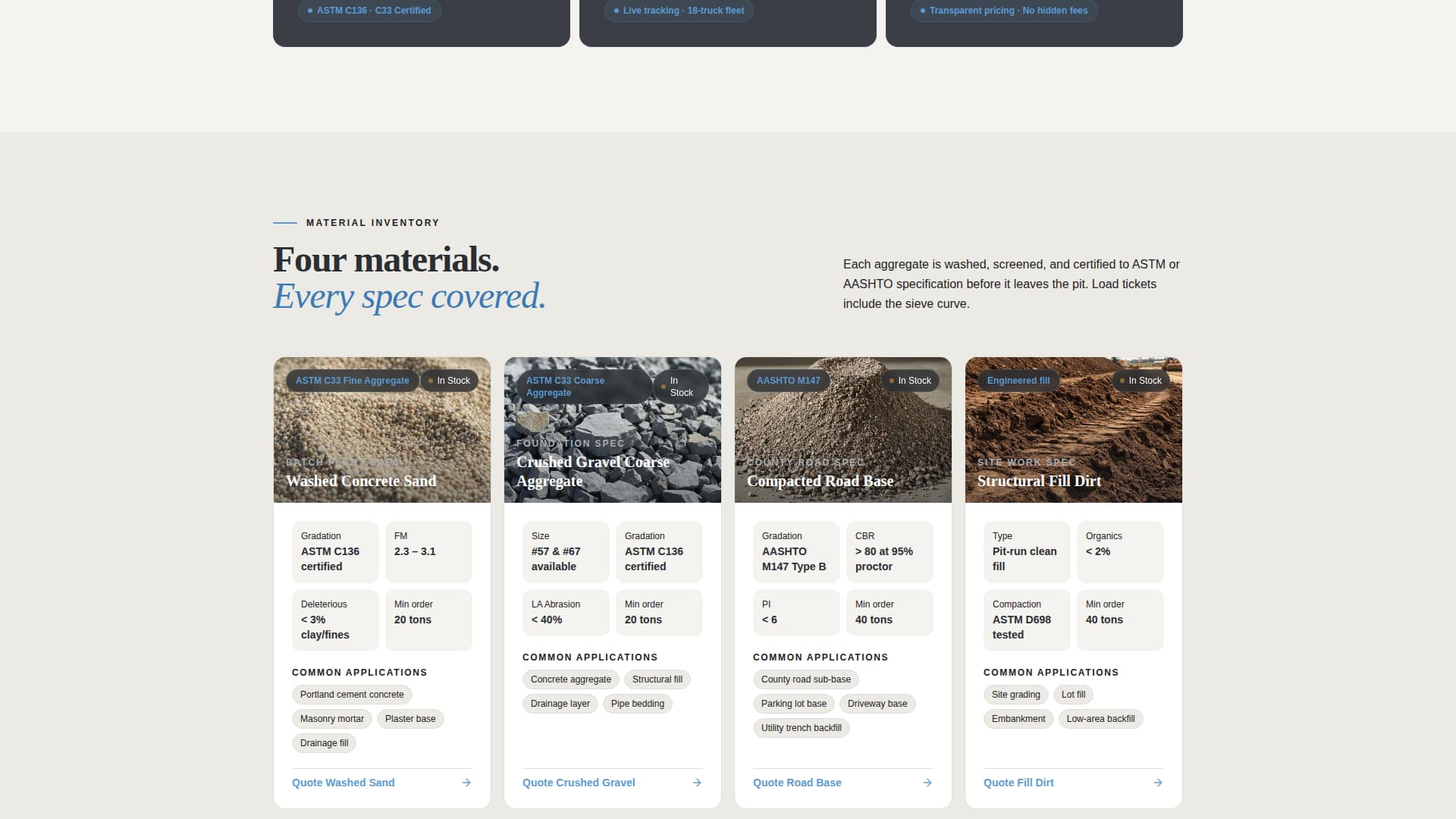 Quarry - Proven Aggregate Landing Page Template