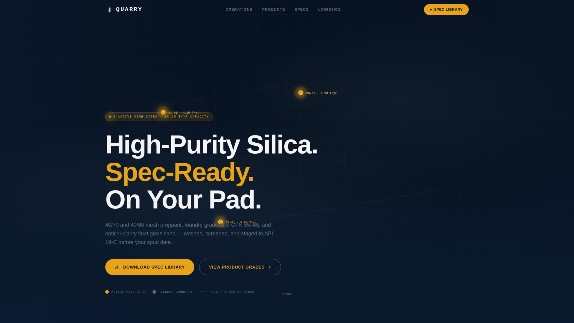 Quarry - Precision Silica Landing Page Template