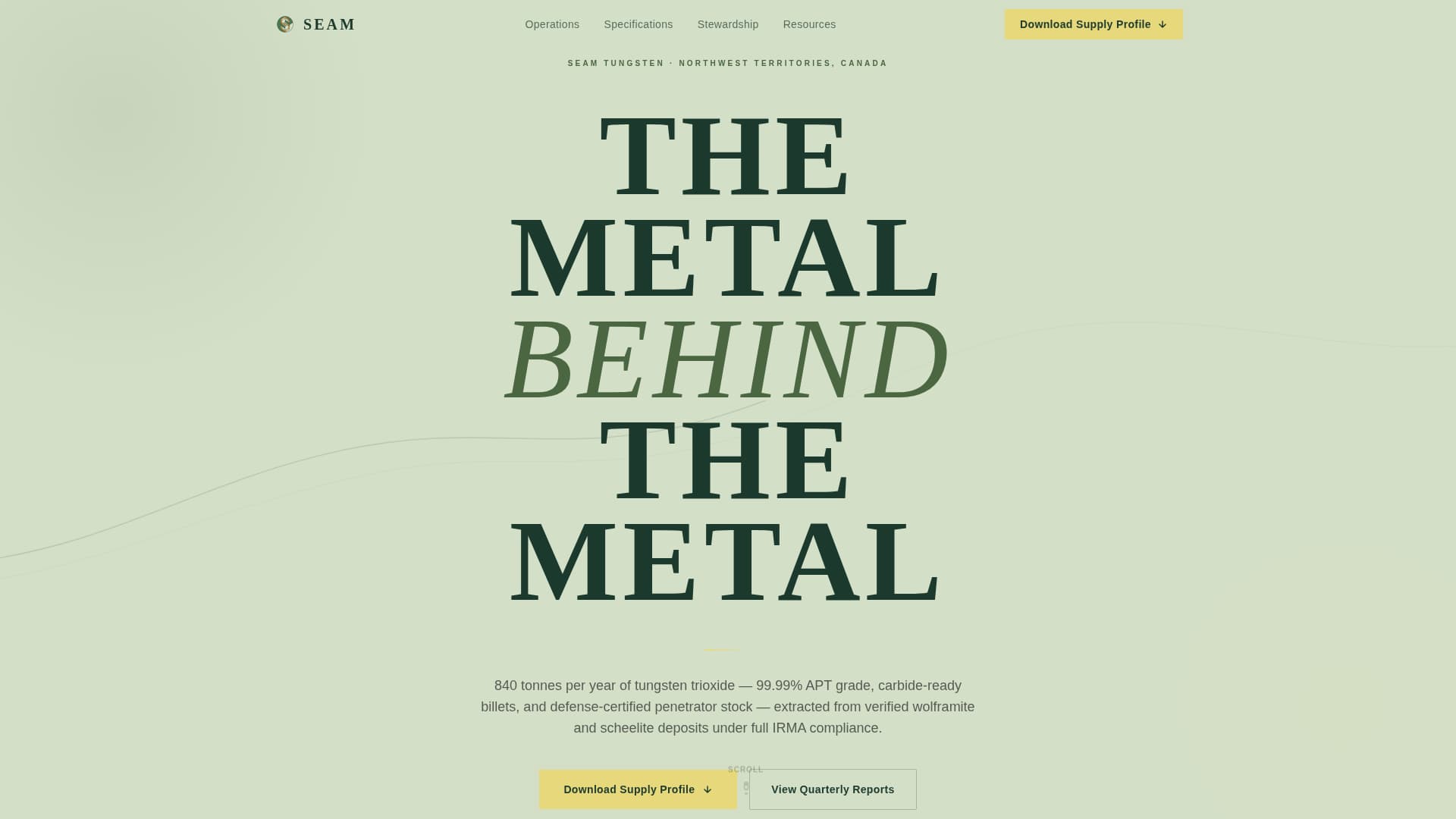 Seam - Precision Tungsten Landing Page Template