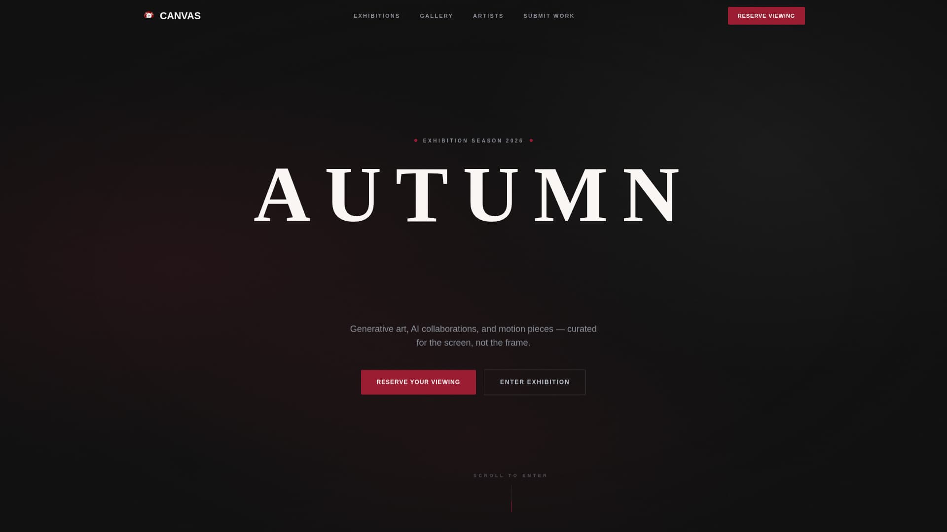Canvas - Immersive Gallery Landing Page Template