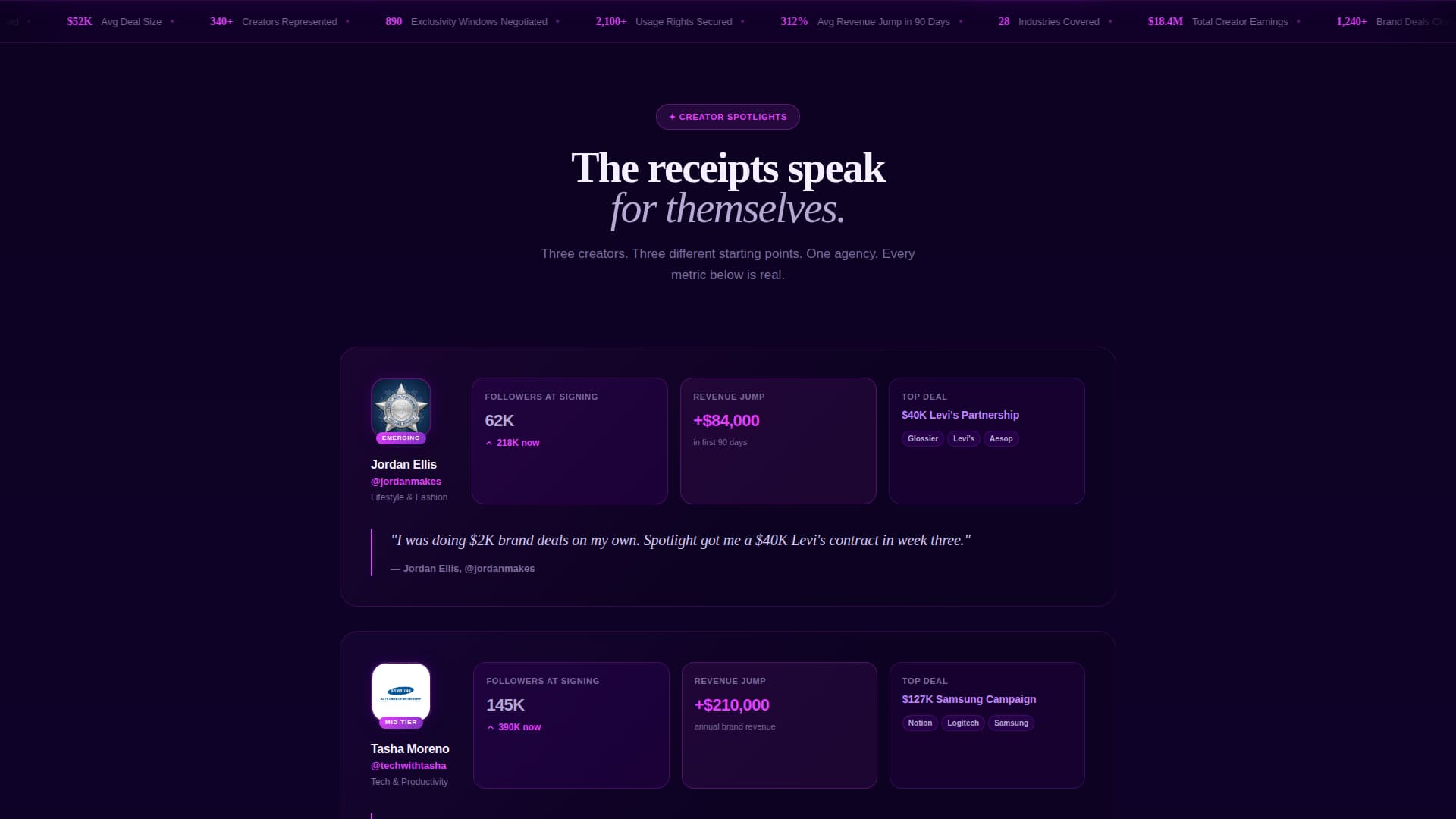 Talent & Artist Management Professional Website Template