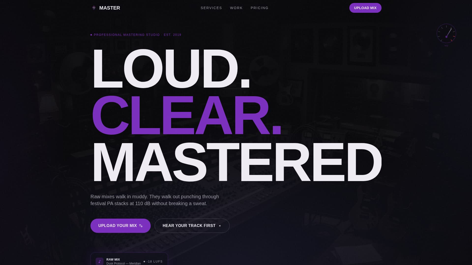 Music Producer & Studio Pricing Website Template