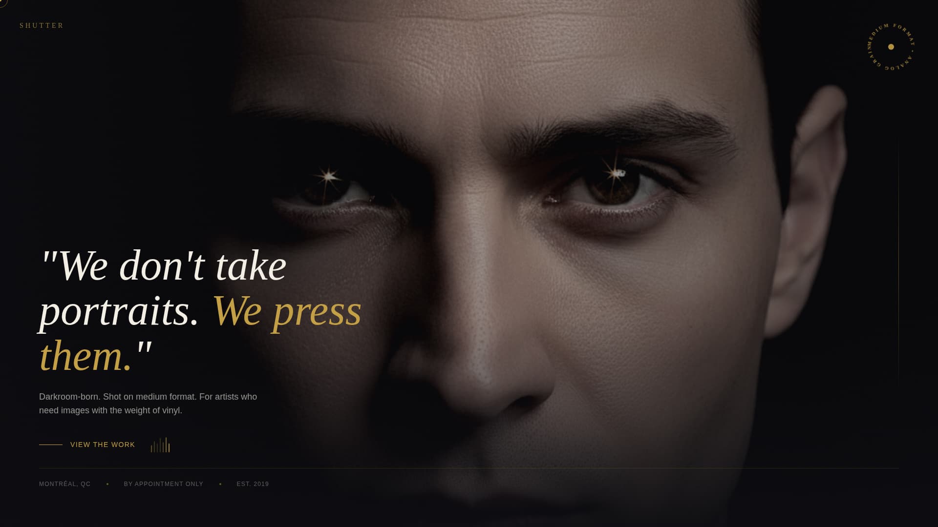 Shutter - Cinematic Portrait Landing Page Template