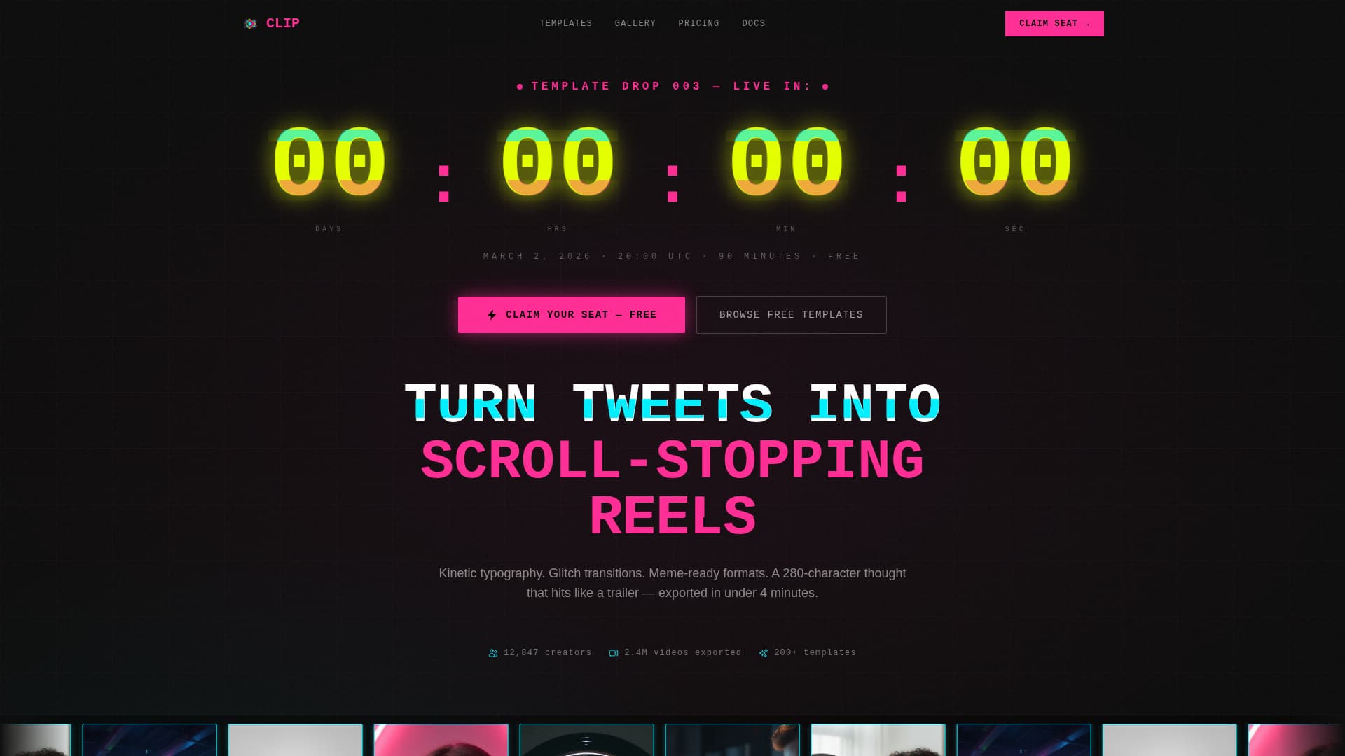 Clip - Electric Reel Landing Page Template