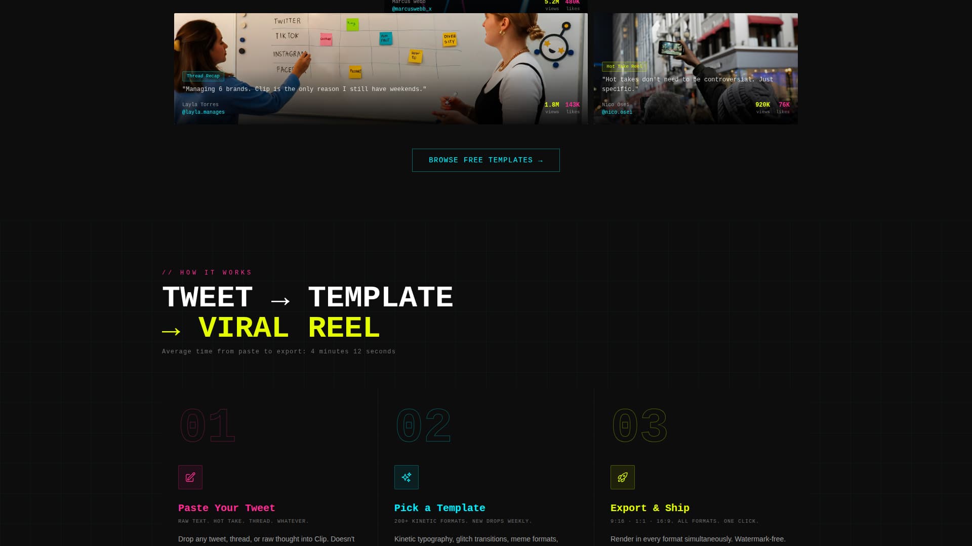 Clip - Electric Reel Landing Page Template