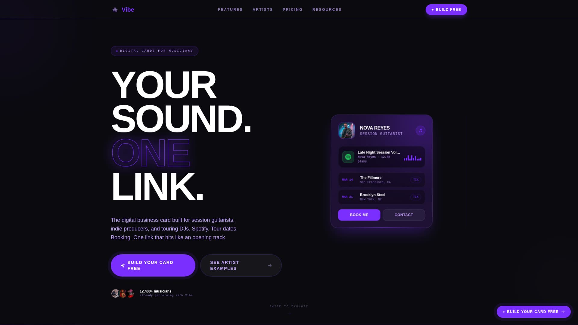 Musician Profile Appointment Booking Website Template
