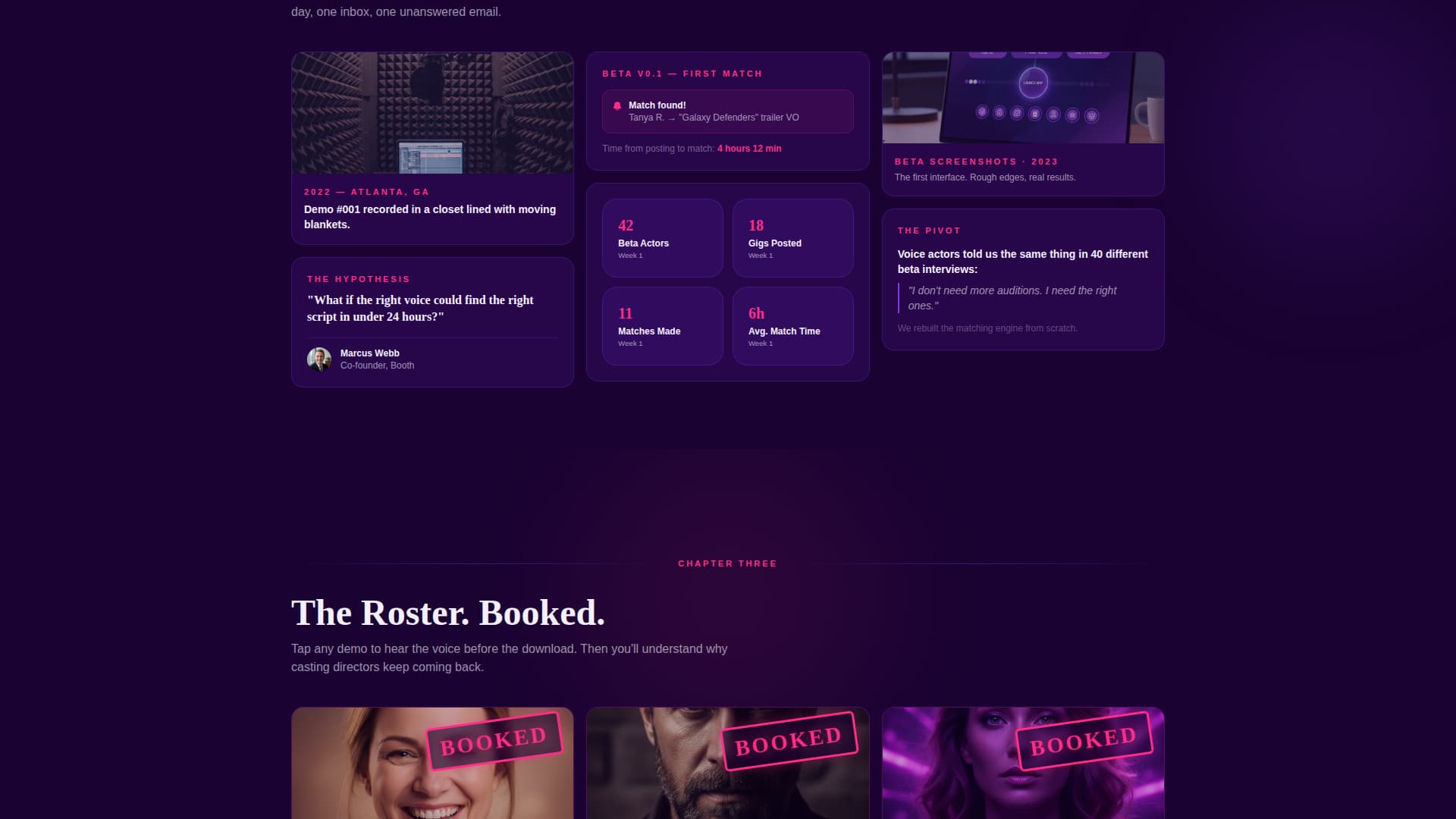 Booth - Electric Voiceactor Landing Page Template
