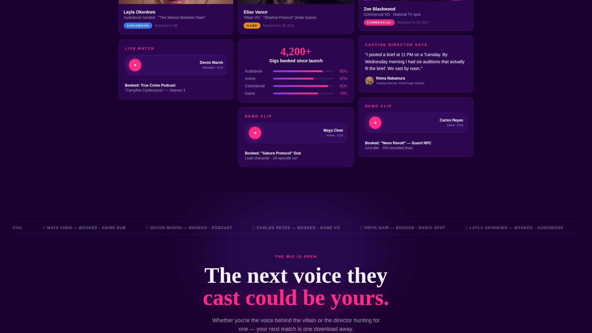 Booth - Electric Voiceactor Landing Page Template