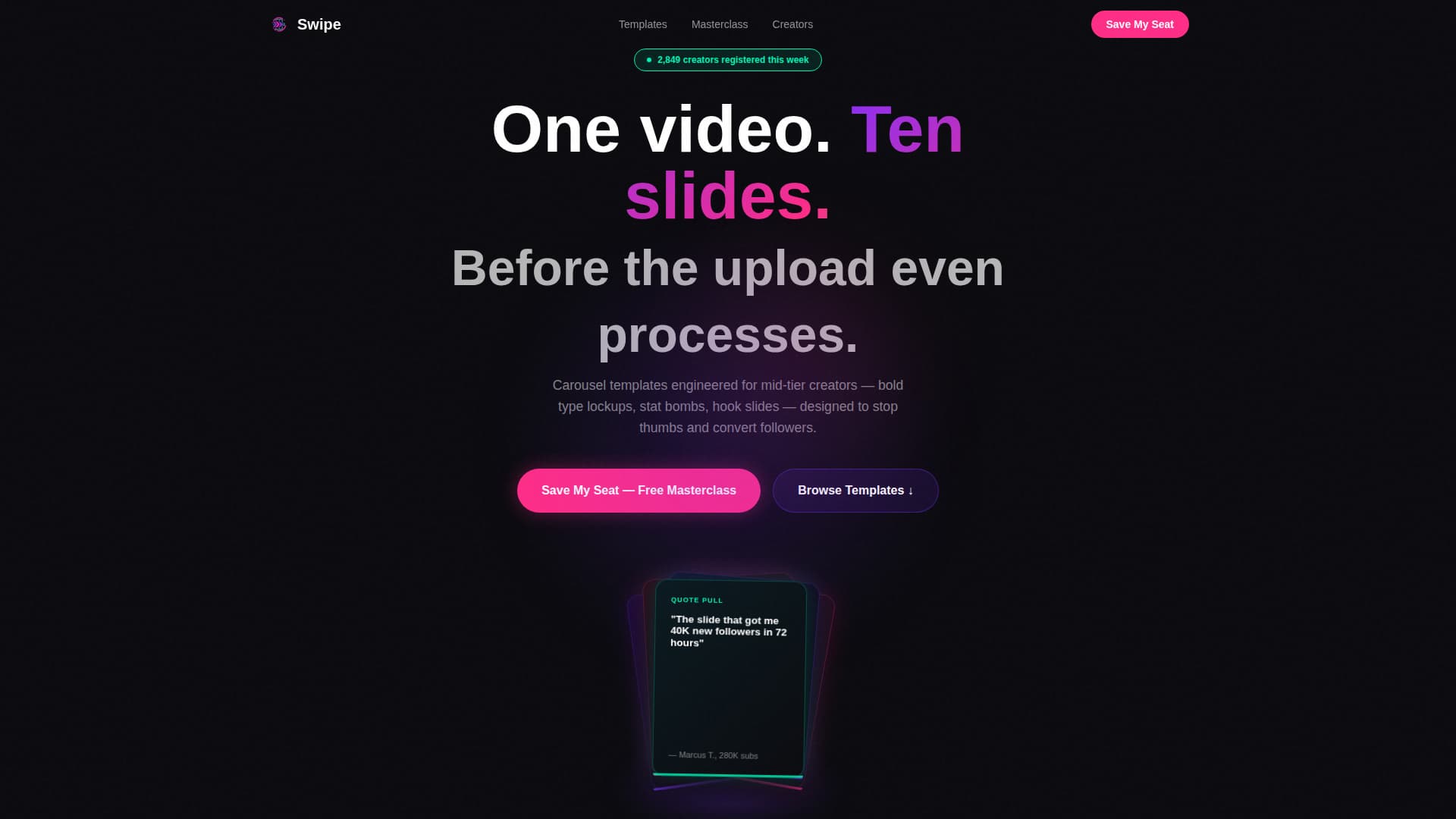Swipe - Electric YouTube Landing Page Template