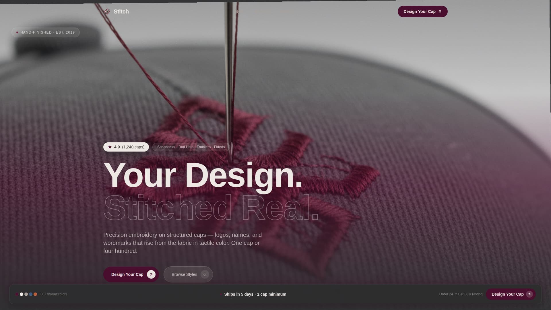Stitch - Tactile Embroidery Landing Page Template