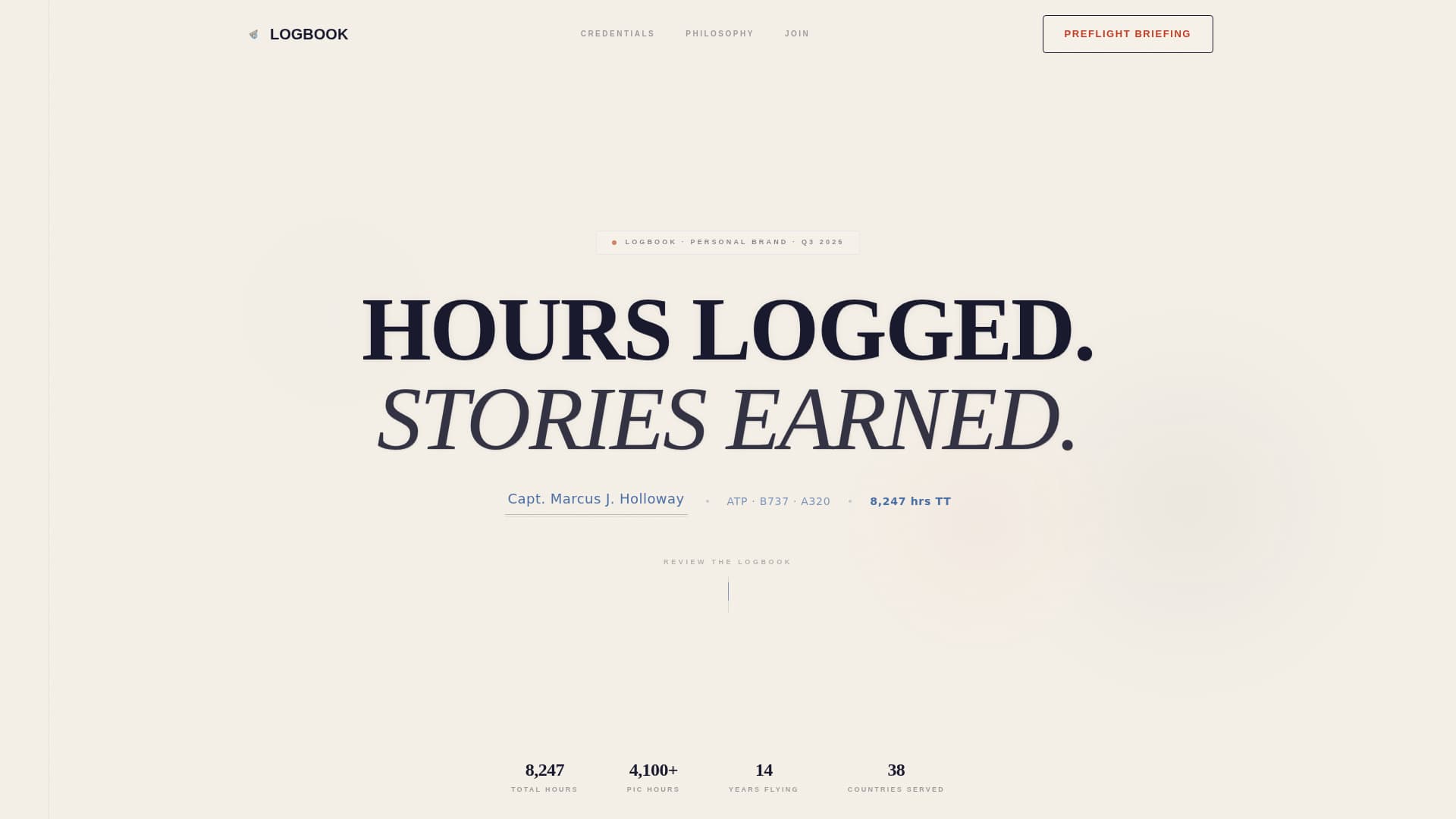 Pilot Profile Booking Website Template
