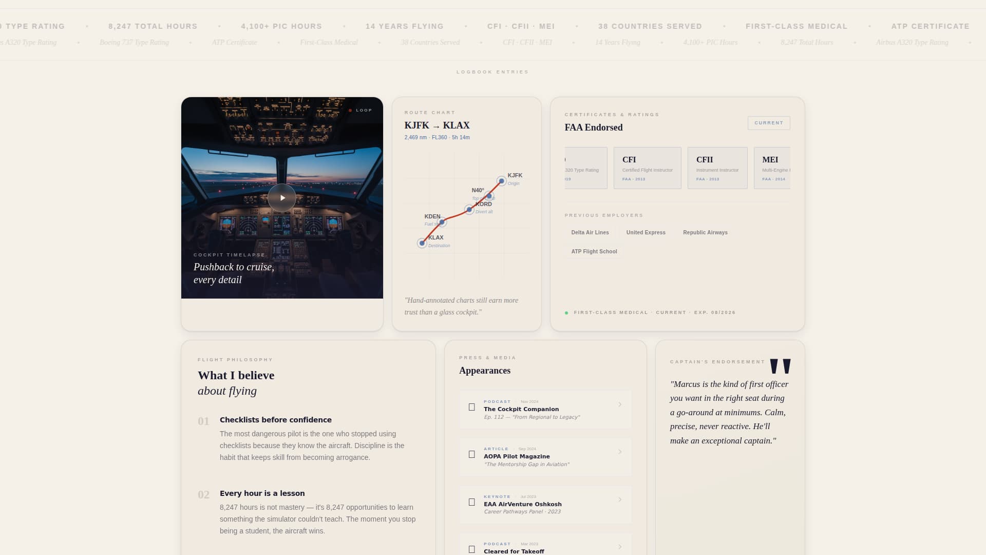 Pilot Profile Booking Website Template