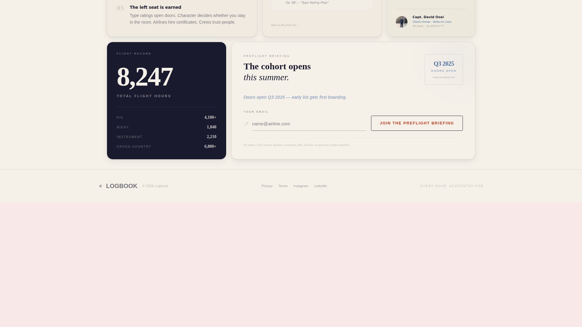 Pilot Profile Booking Website Template