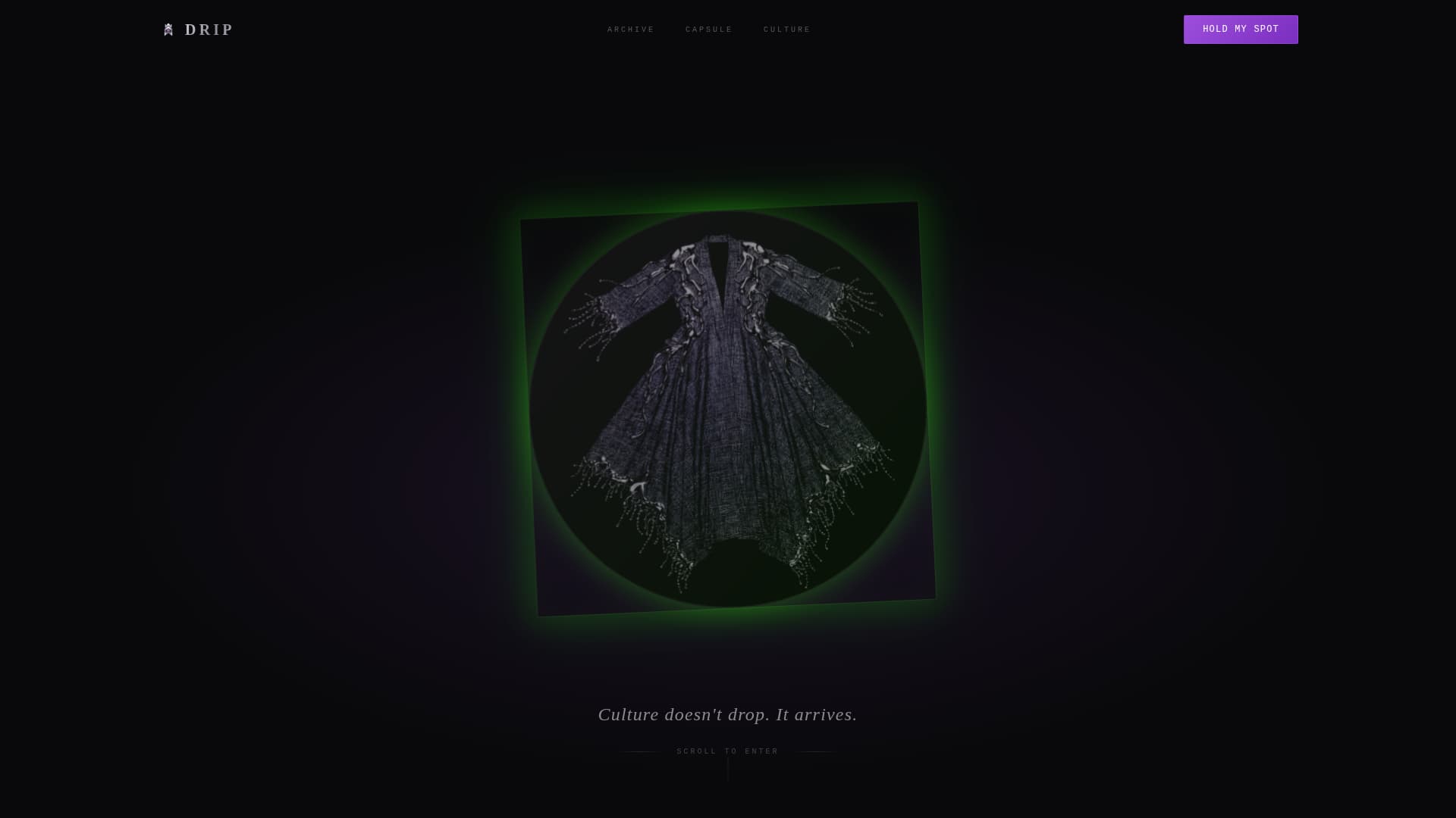Drip - Immersive Streetwear Landing Page Template