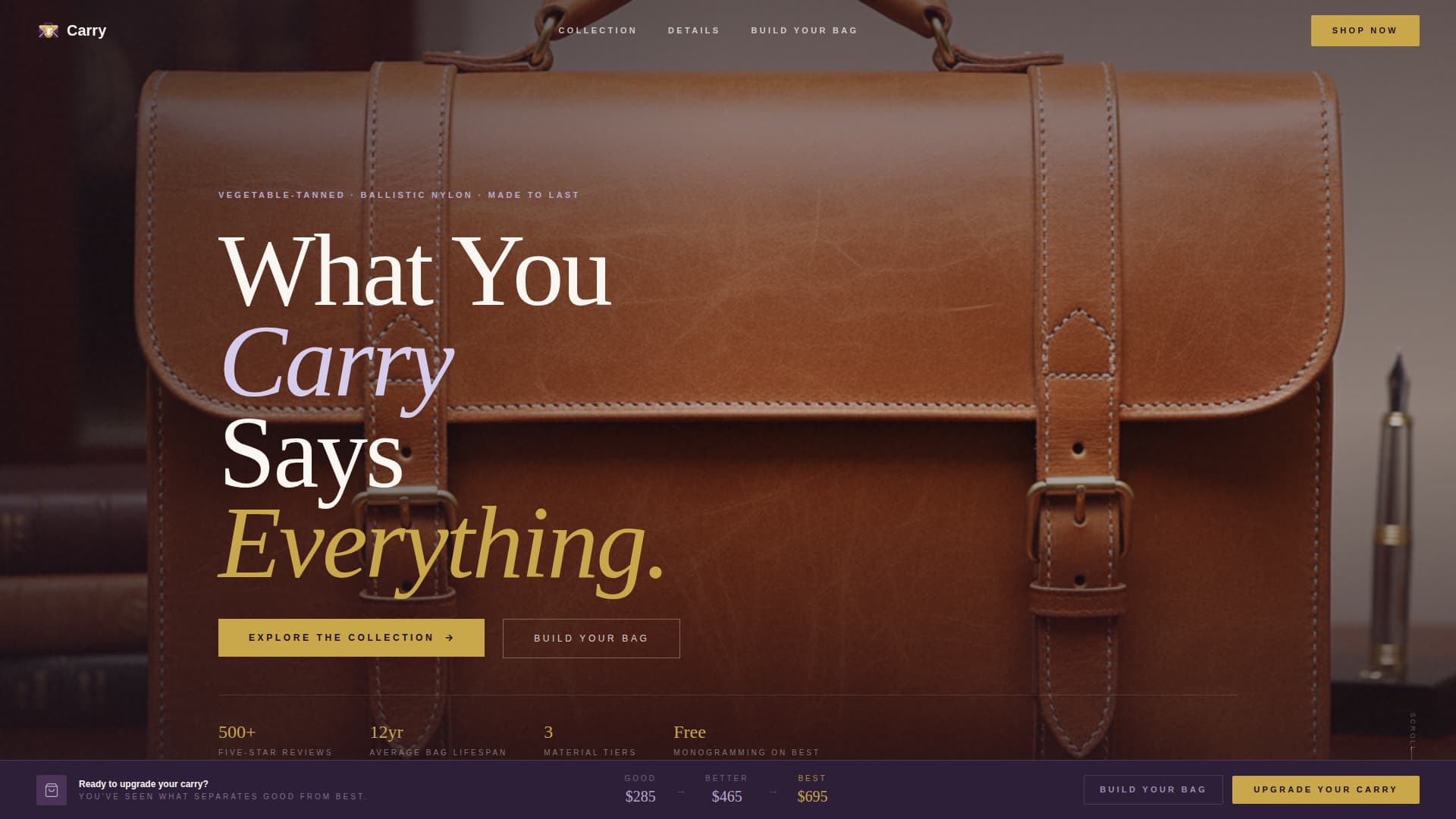 Specialist Bag & Luggage Brand Portfolio & Case Study Website Template