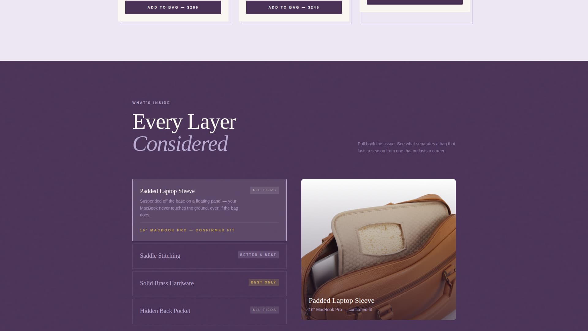 Specialist Bag & Luggage Brand Portfolio & Case Study Website Template