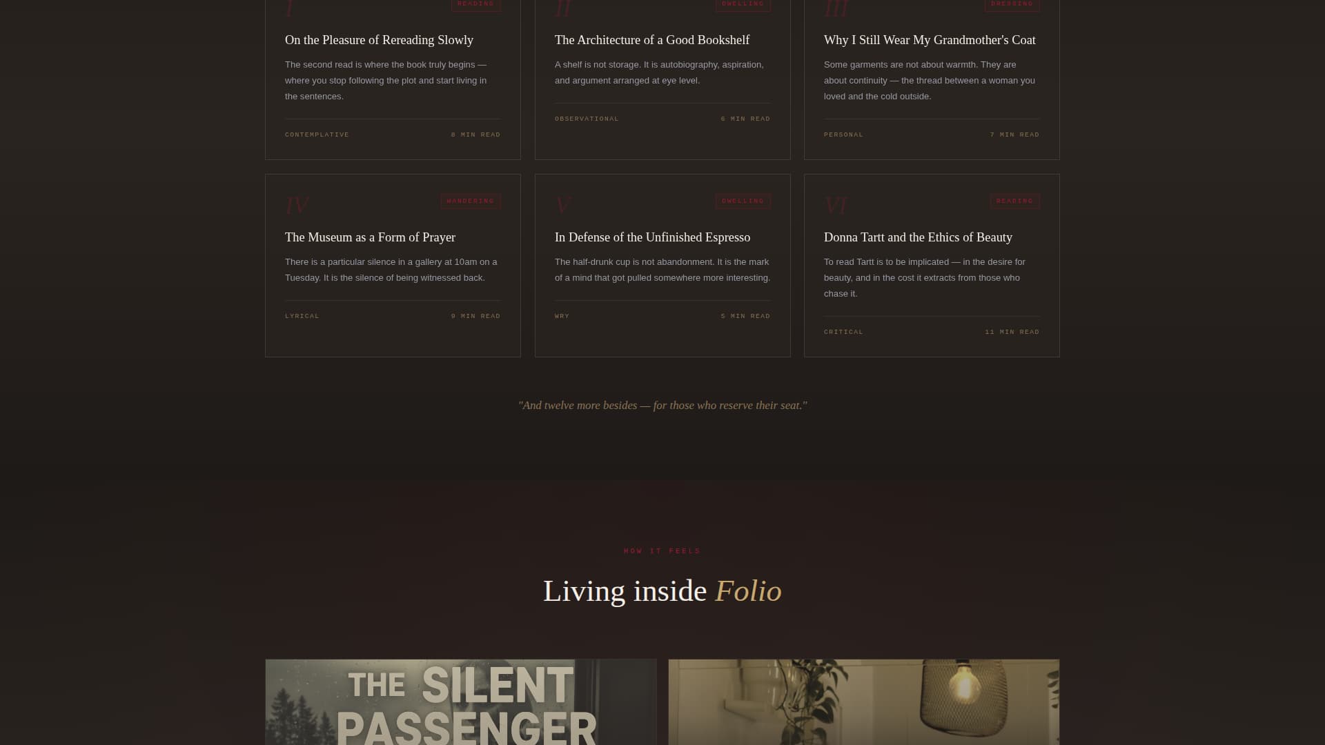 Folio - Cinematic Academia Landing Page Template