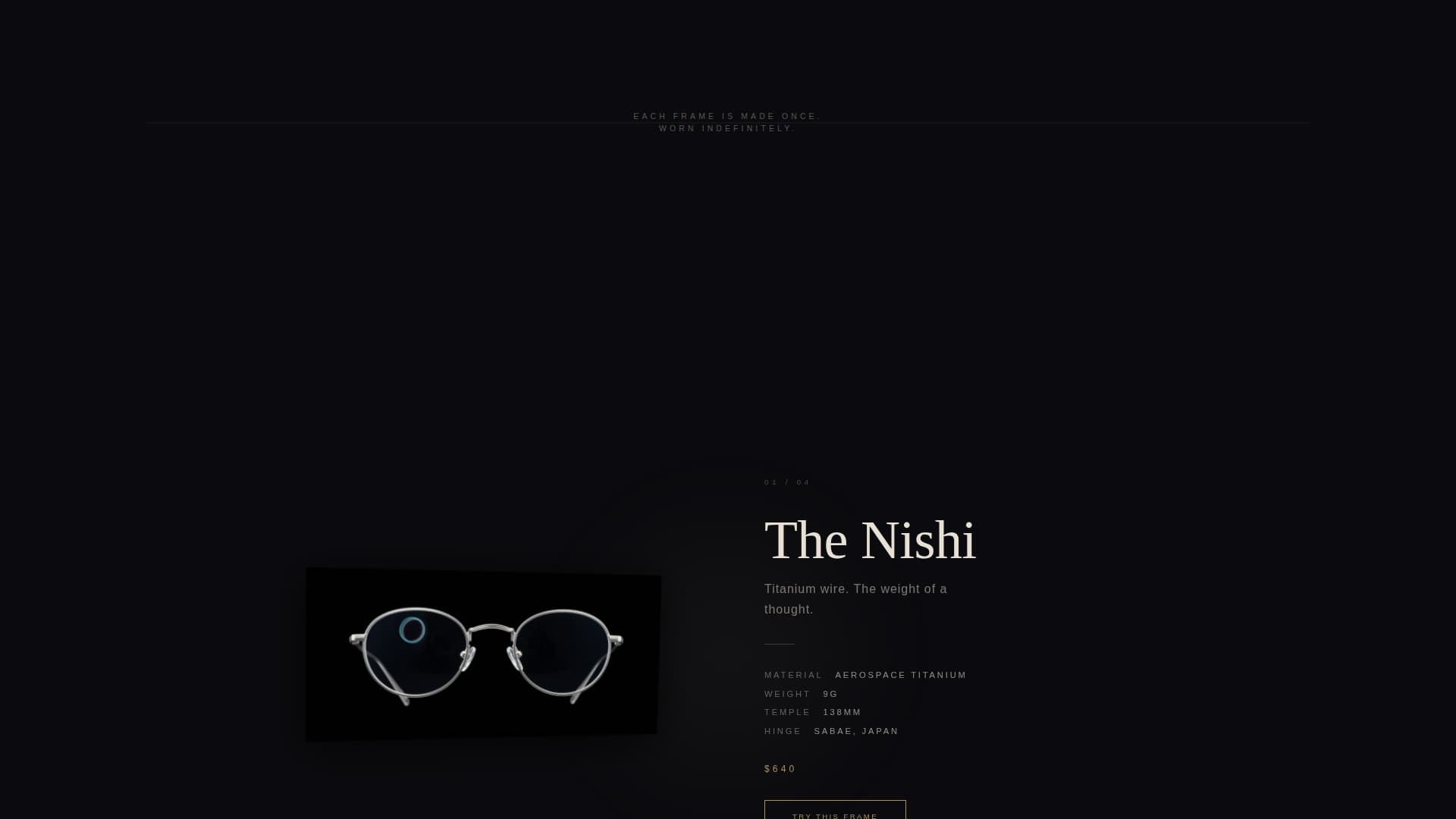 Frame - Invisible Eyewear Landing Page Template