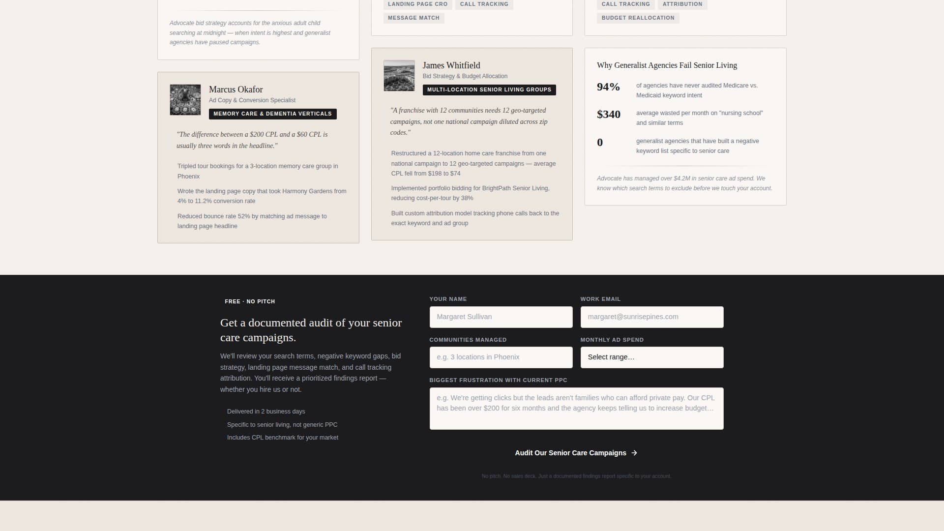 Senior Care Agency Landing Page Template — Proven Results