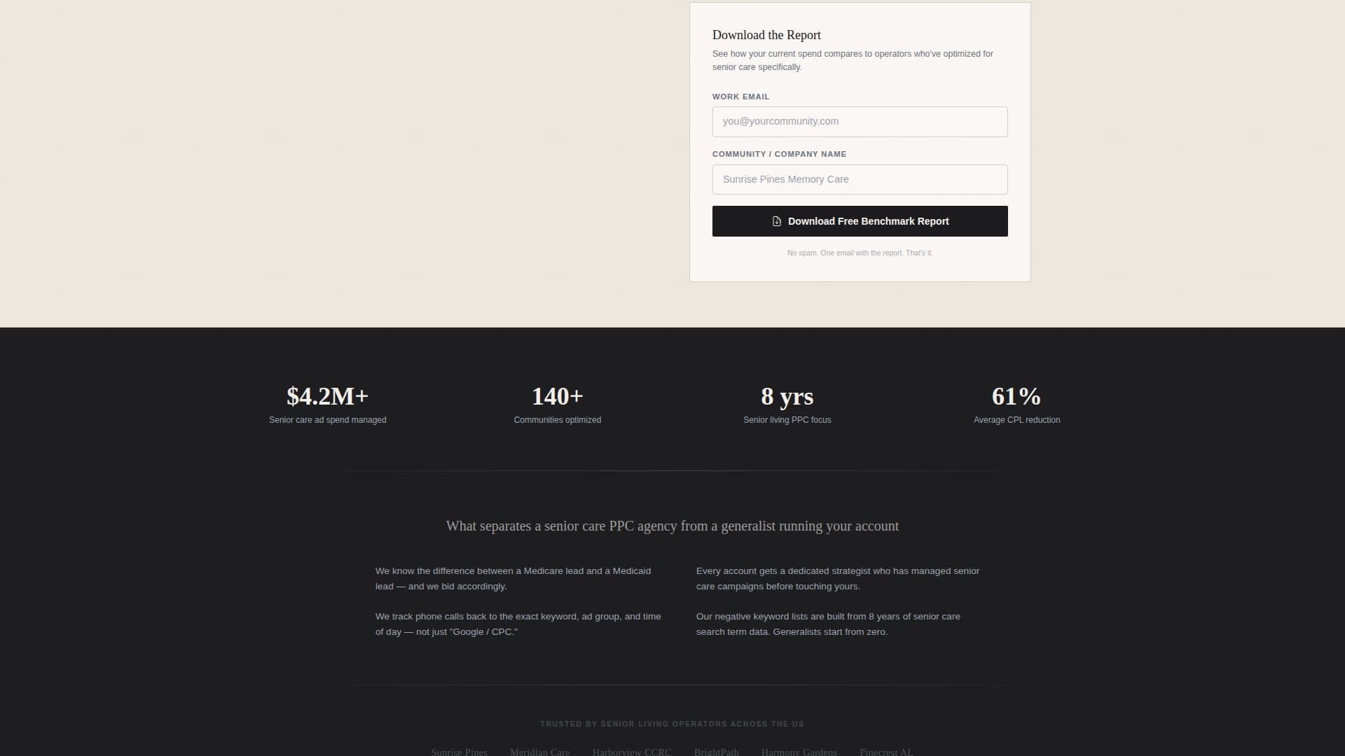 Senior Care Agency Landing Page Template — Proven Results