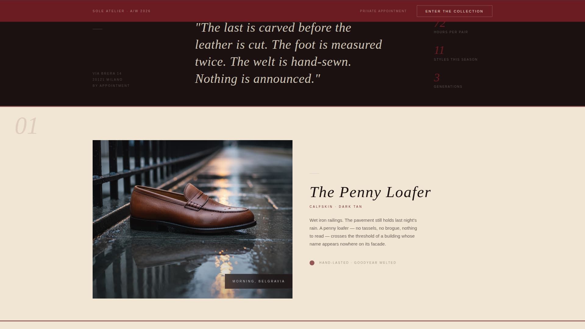 Sole - Understated Footwear Landing Page Template