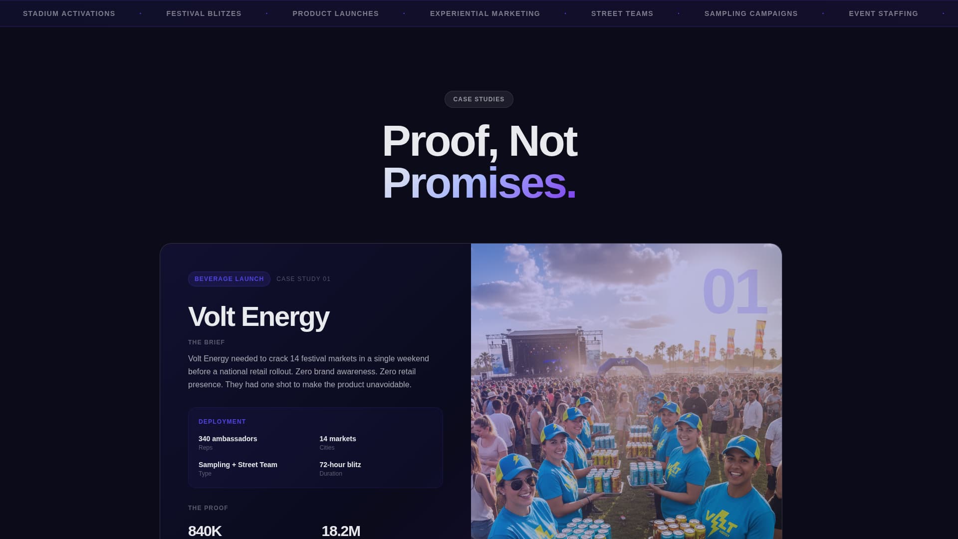 Events Agency Landing Page Template — Street Team Campaign