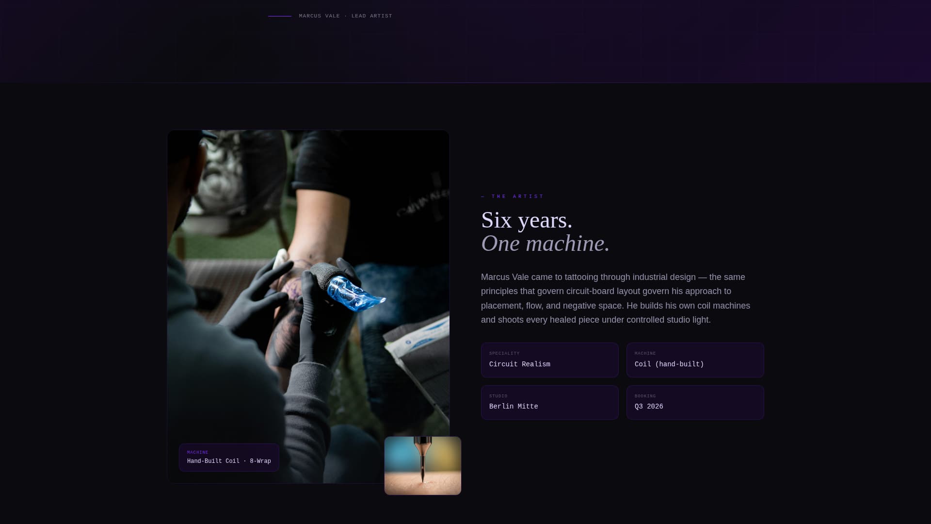 Ink - Electric Tattooartist Landing Page Template