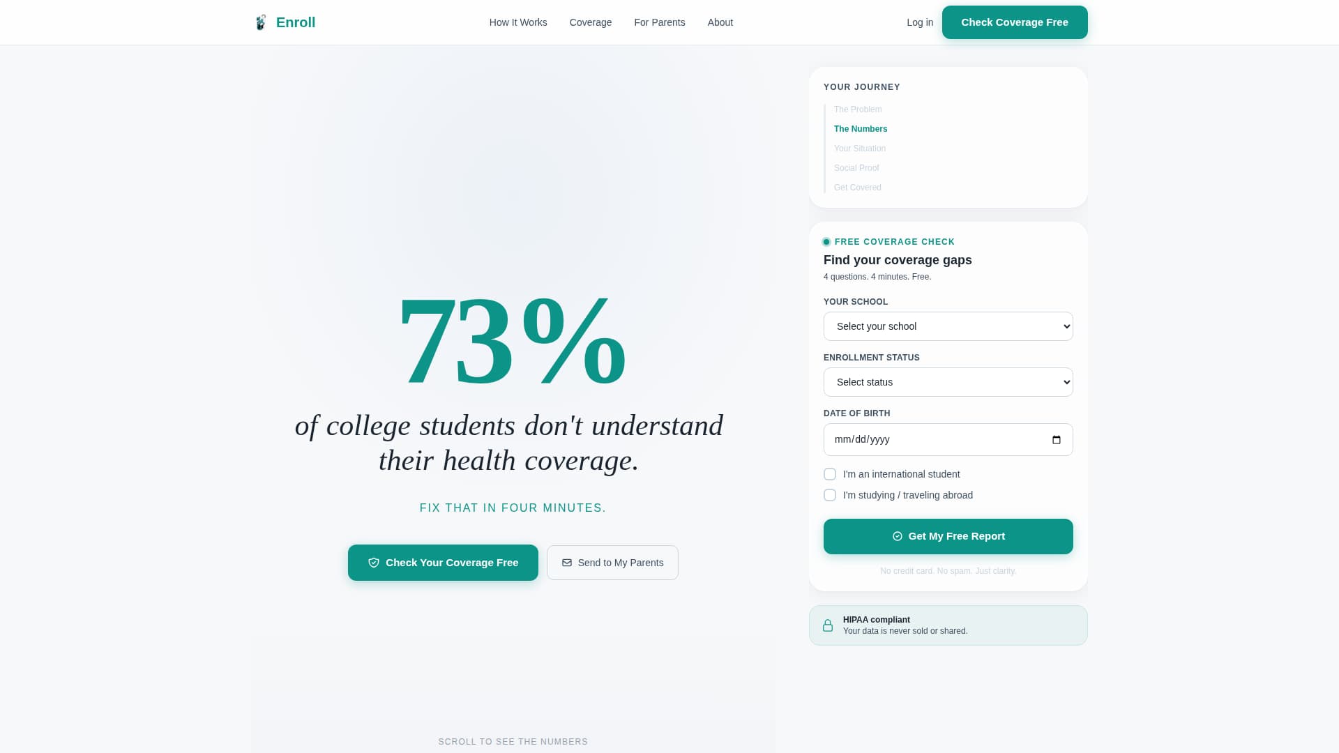 College Student Insurance Cost Calculator Website Template