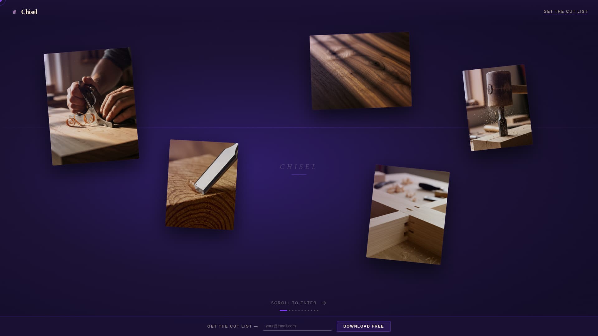 Chisel - Immersive Woodworker Landing Page Template