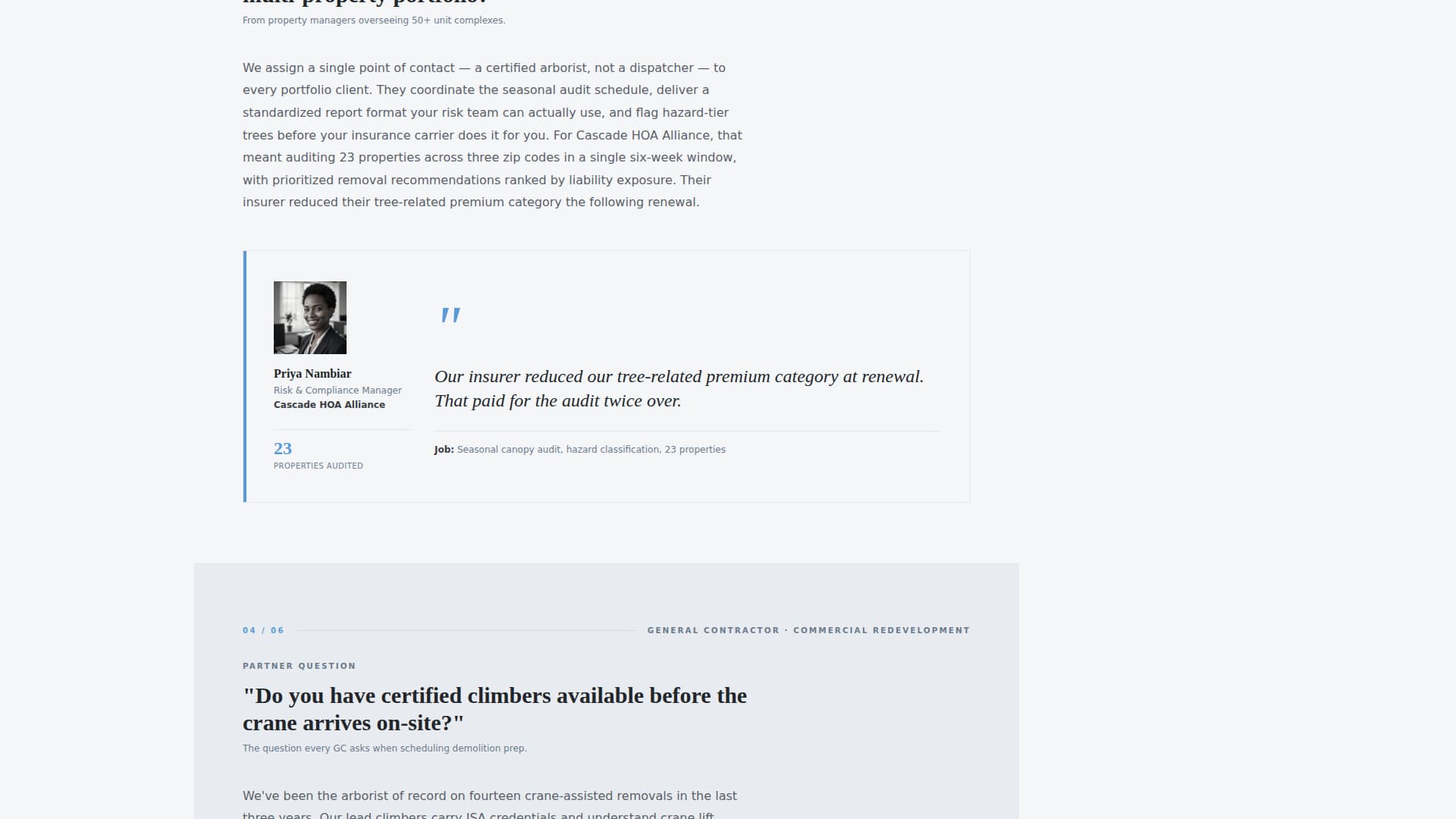 Arborist FAQ & Common Questions Website Template