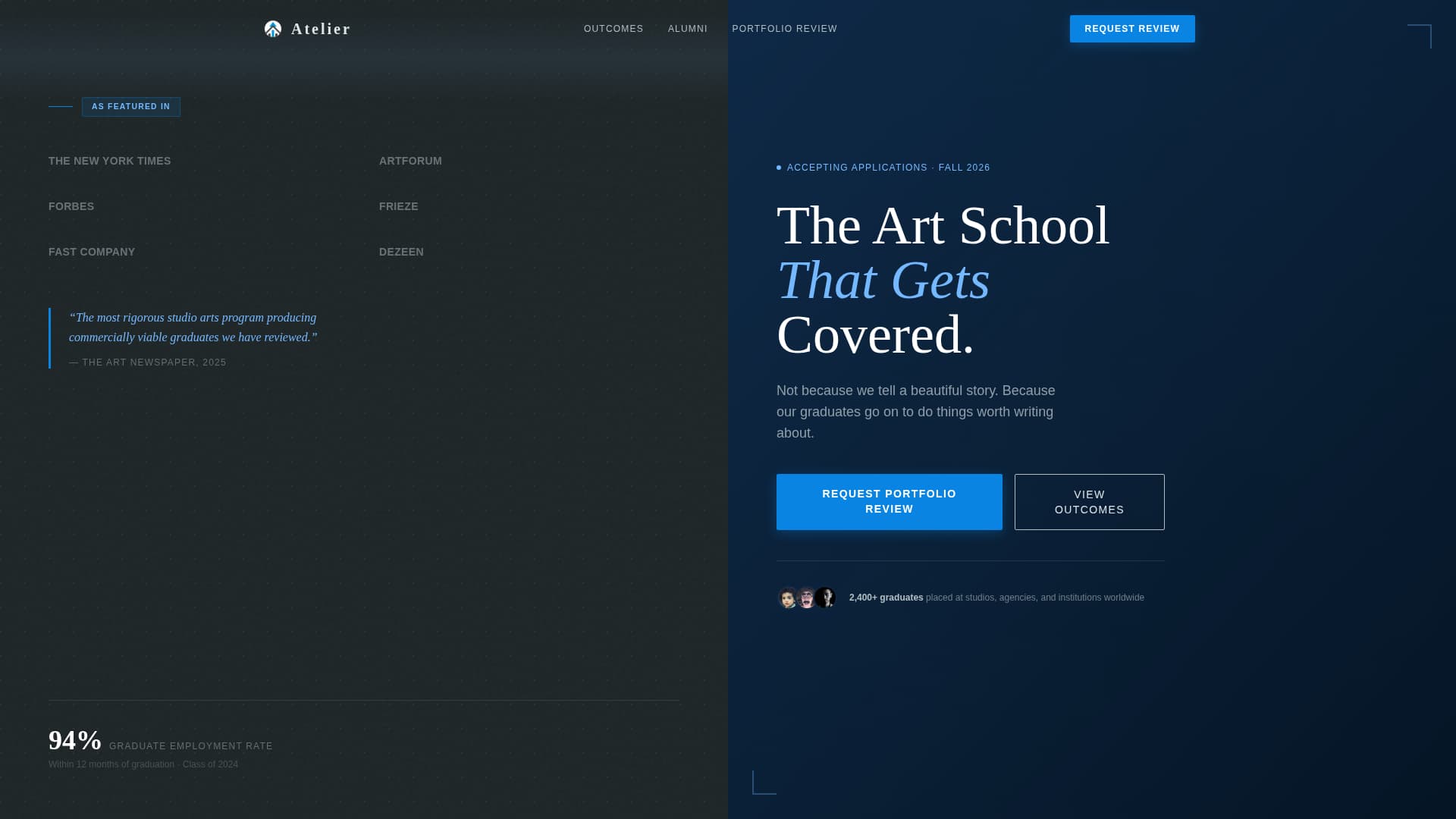 Art School Marketing Careers & Recruitment Website Template