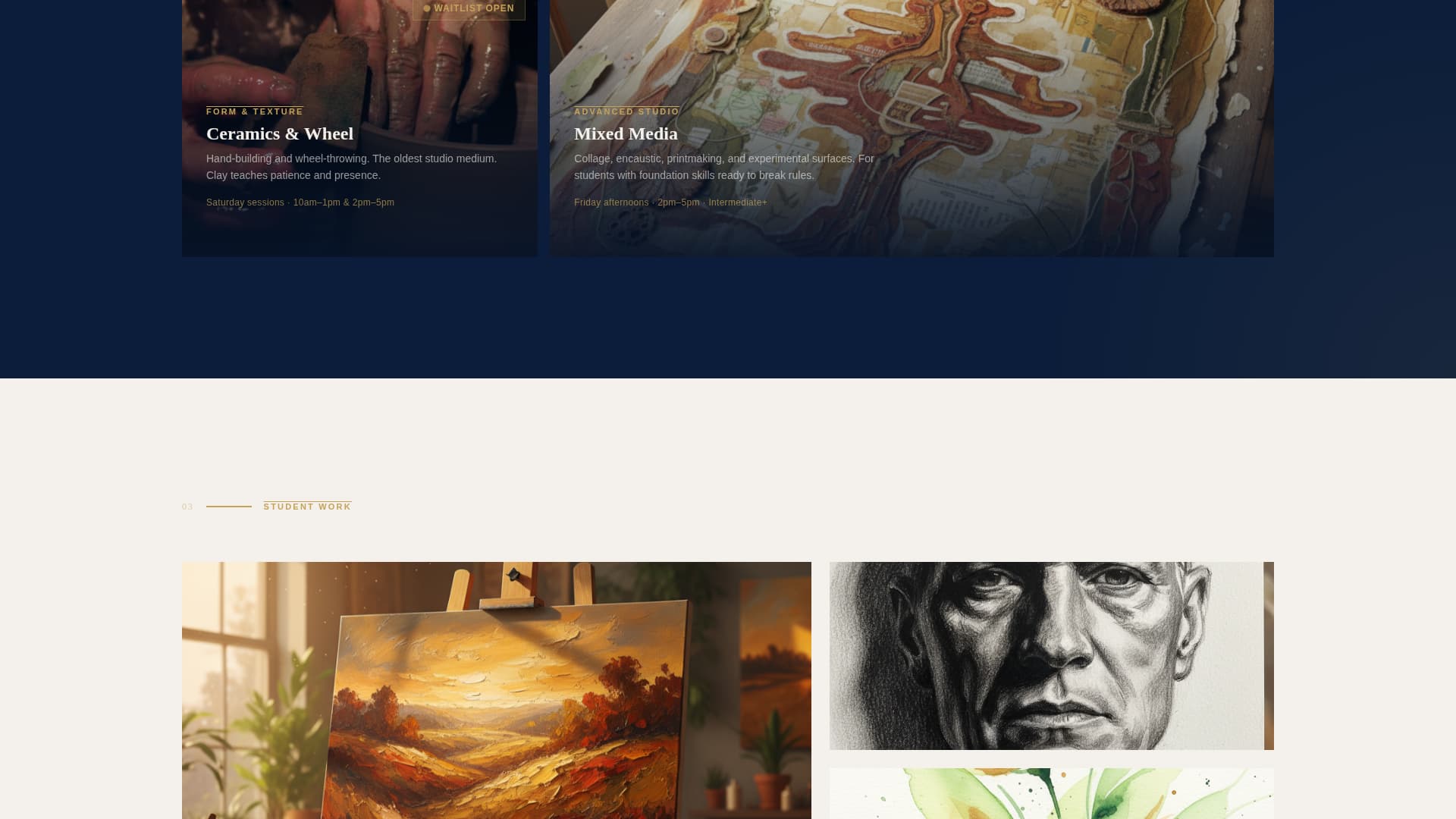 Art School Marketing Portfolio & Case Study Website Template
