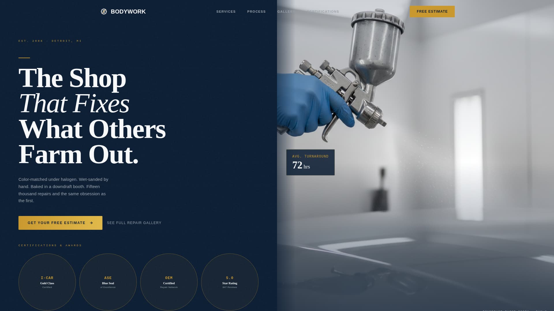 Auto Body Technician Blog Website Template