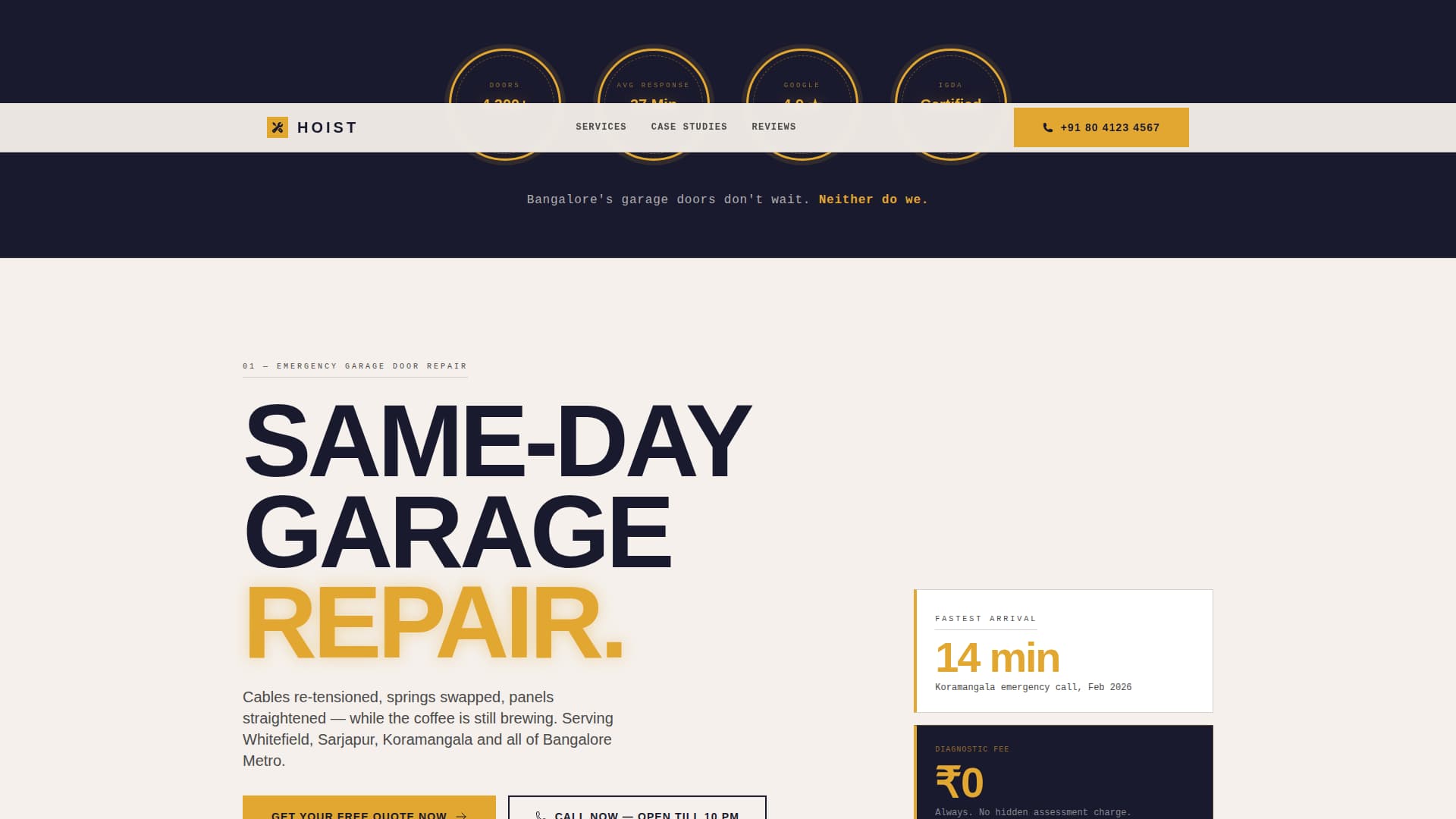 Hoist — Authoritative Garage-Door Installation Landing Page Template