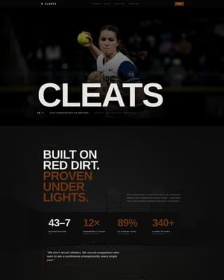 Cleats - Cinematic Softball Landing Page Template