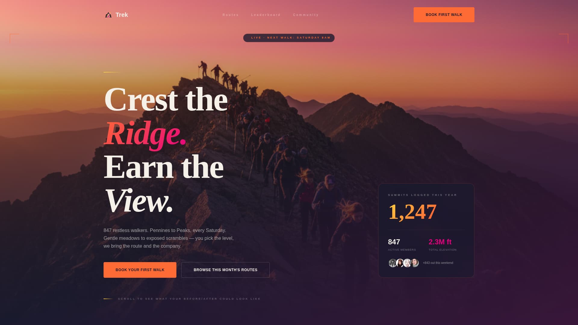 Trek - Electrifying Hiking Landing Page Template