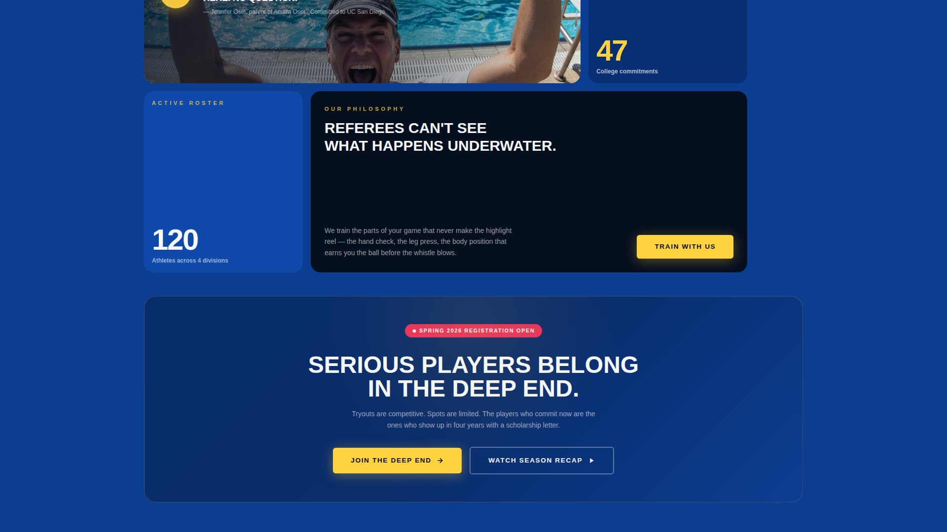 Surge - Competitive Waterpolo Landing Page Template