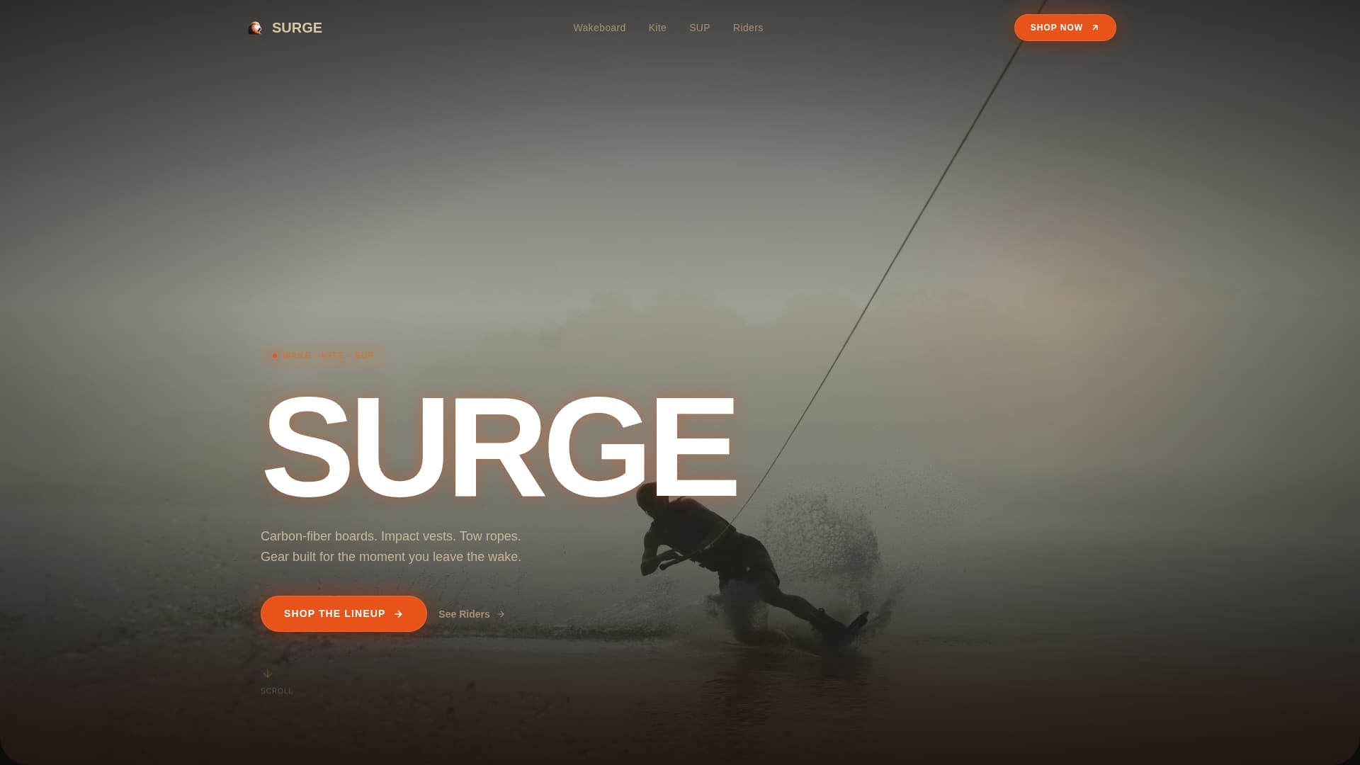Surge - Electric Wakeboarding Landing Page Template
