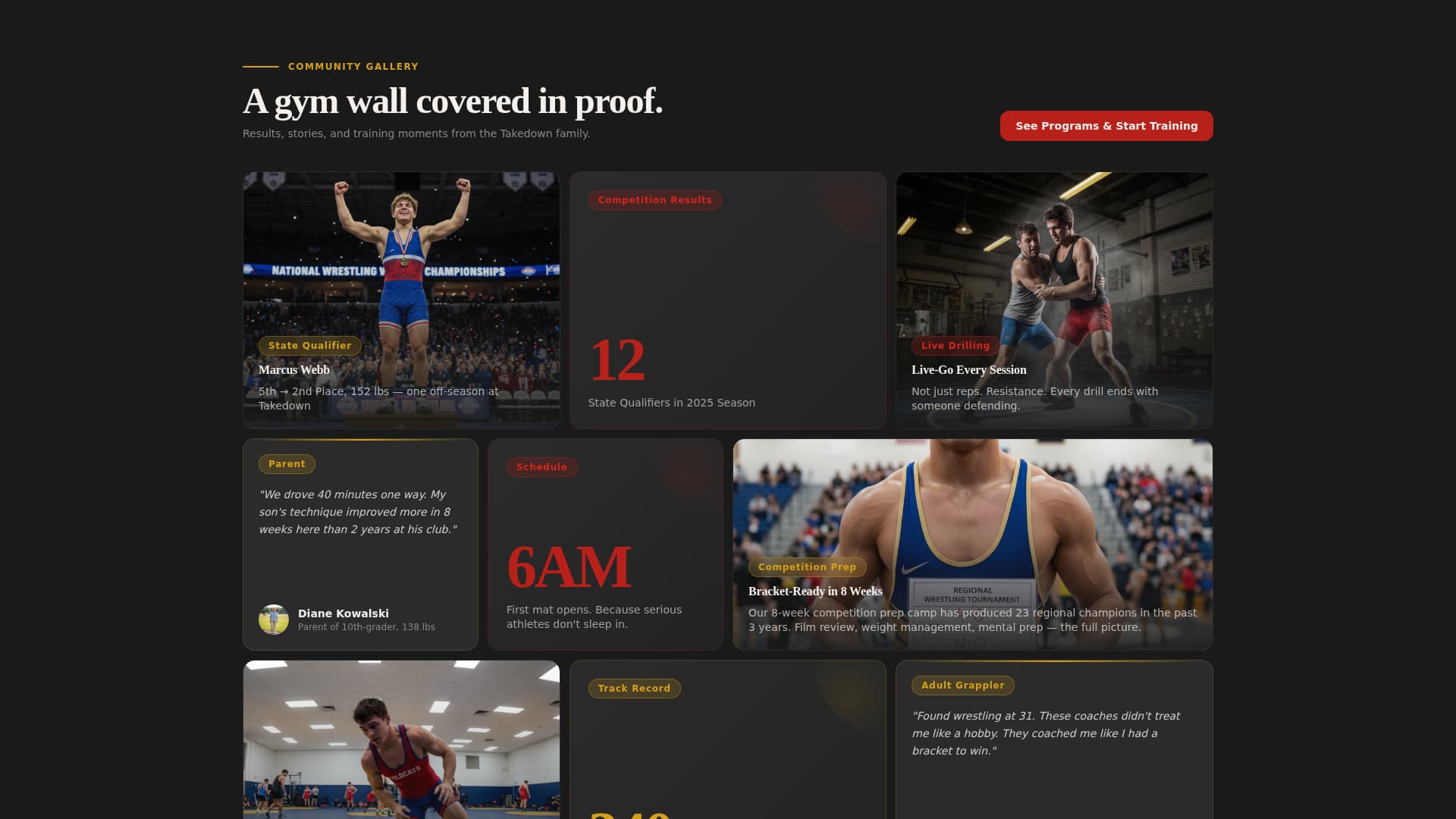 Takedown - Fierce Wrestling Landing Page Template
