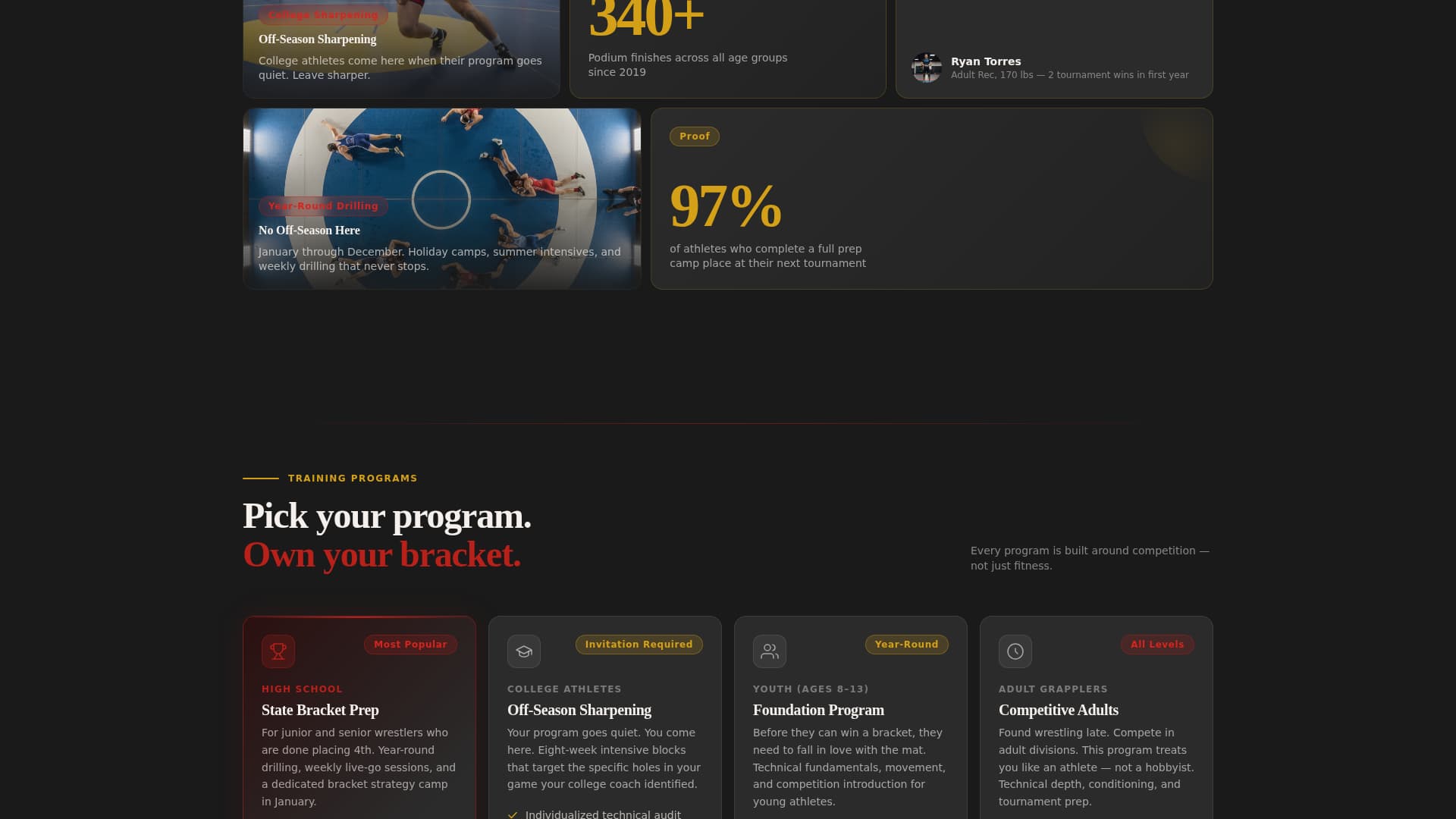 Takedown - Fierce Wrestling Landing Page Template