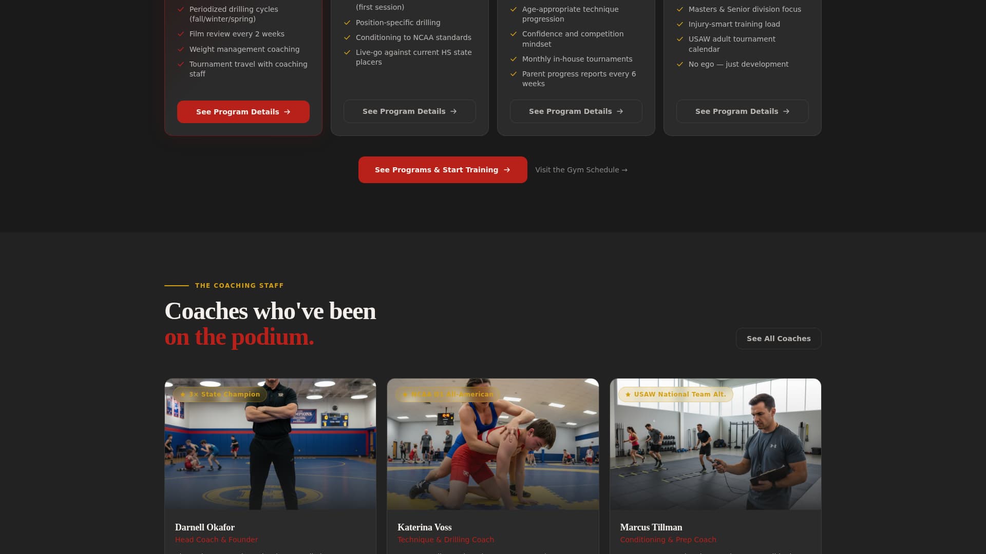 Takedown - Fierce Wrestling Landing Page Template