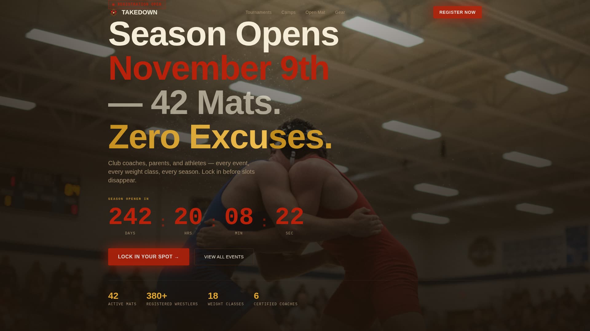 Takedown - Highimpact Wrestling Landing Page Template