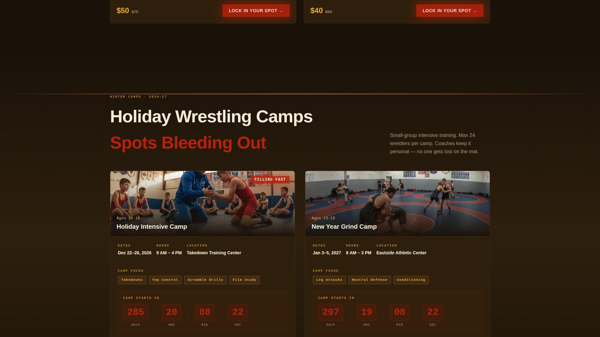 Takedown - Highimpact Wrestling Landing Page Template