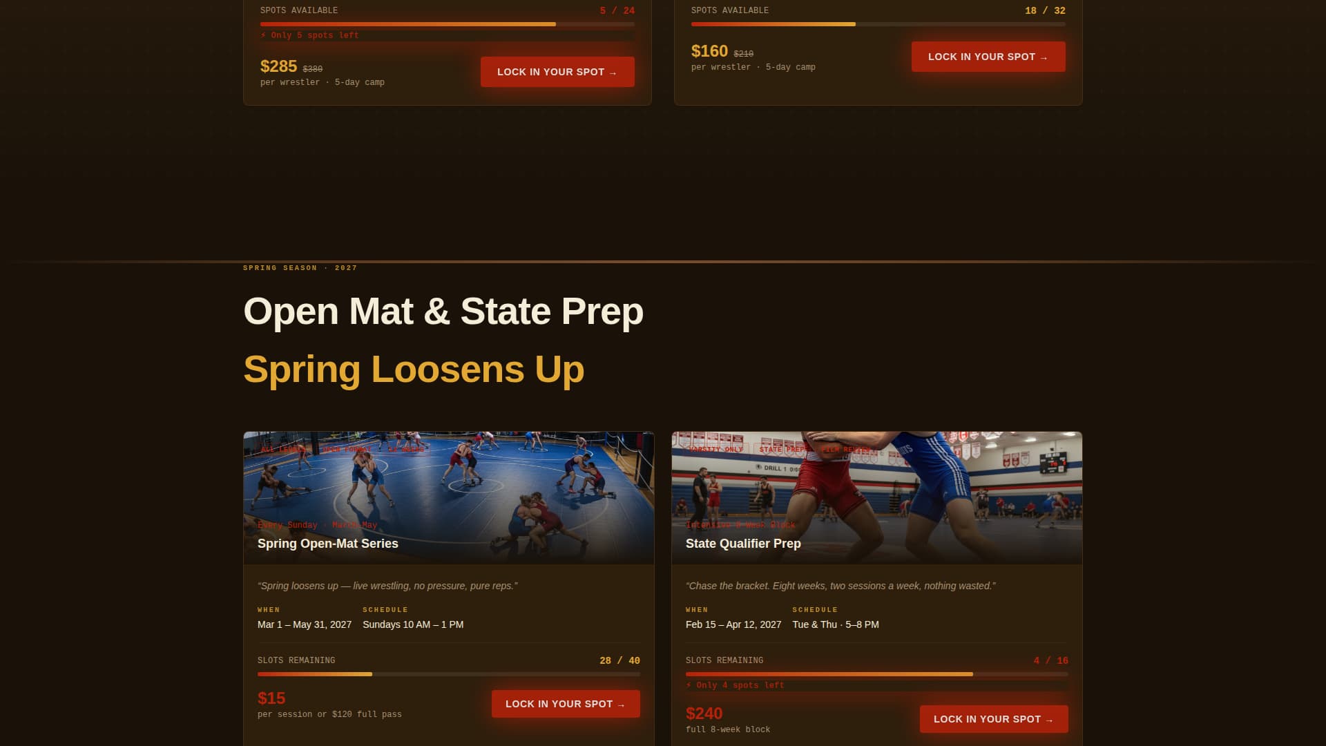 Takedown - Highimpact Wrestling Landing Page Template