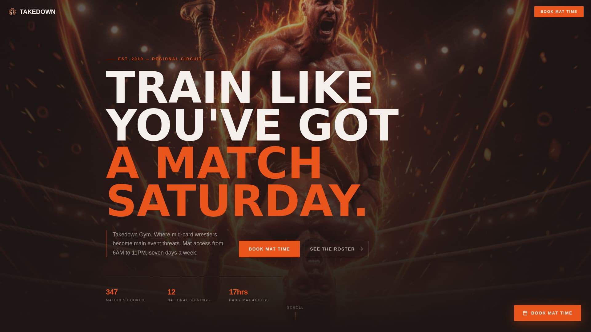 Takedown - Explosive Wrestling Landing Page Template