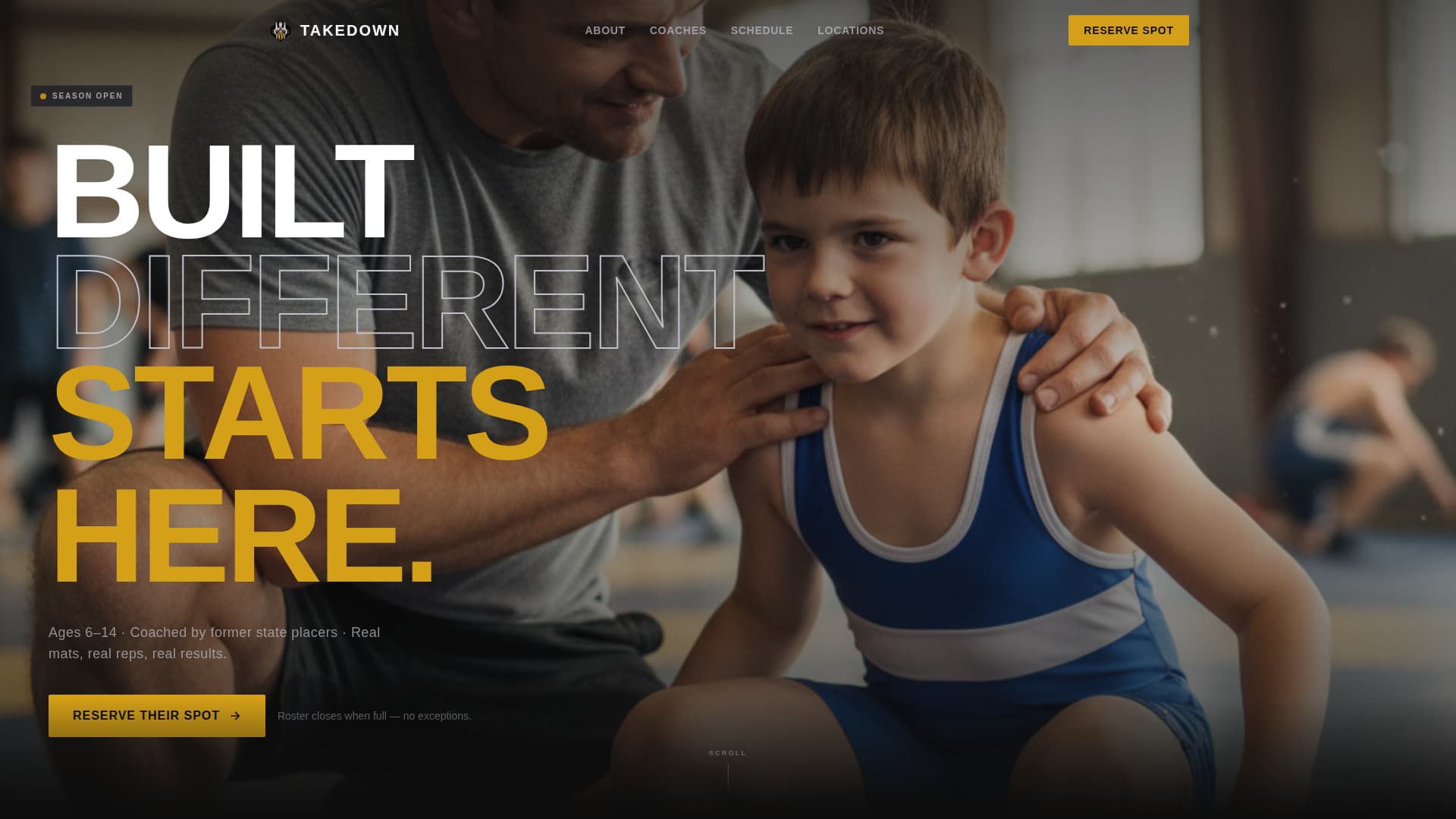 Takedown - Electrifying Wrestling Landing Page Template